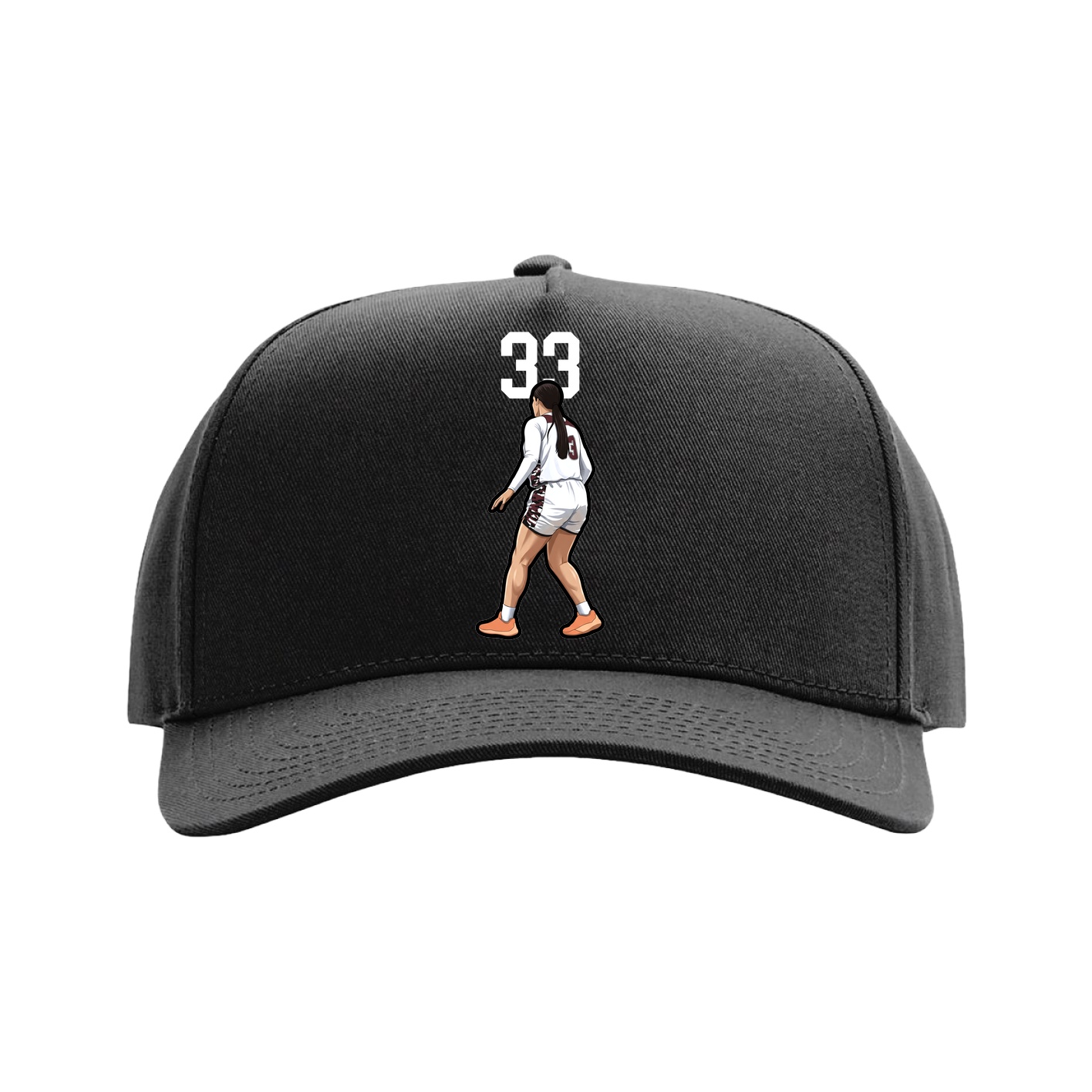 Full Fabric Five-Panel Champ Cap — Number Top in Black