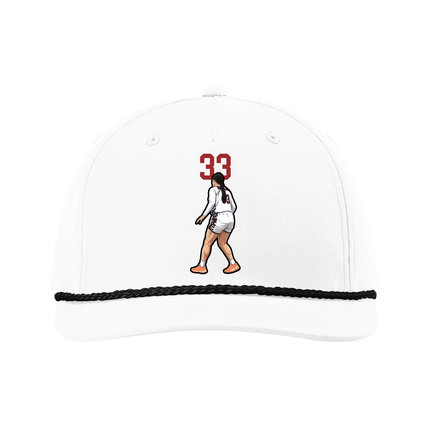 Five-Panel Classic Rope Cap — Number Top in White