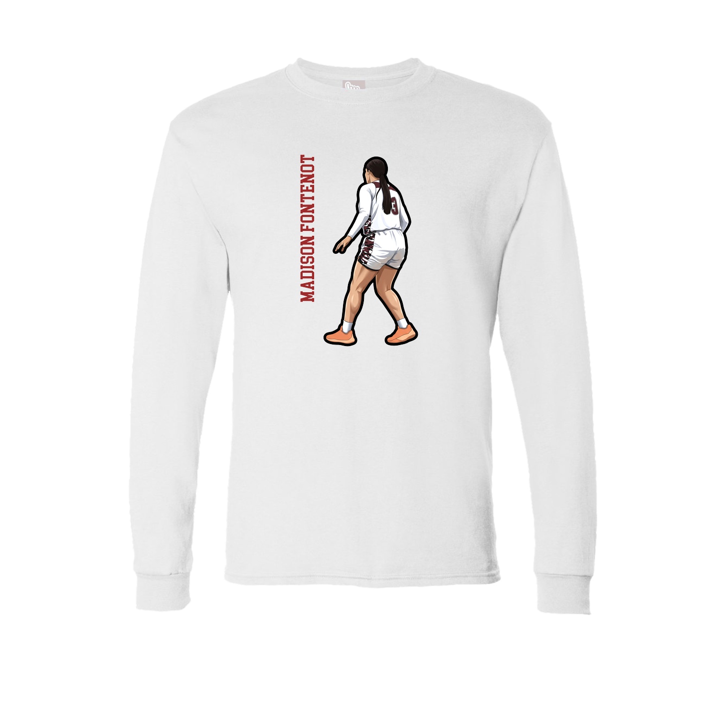 Long Sleeve Tee — Name Vertical in White