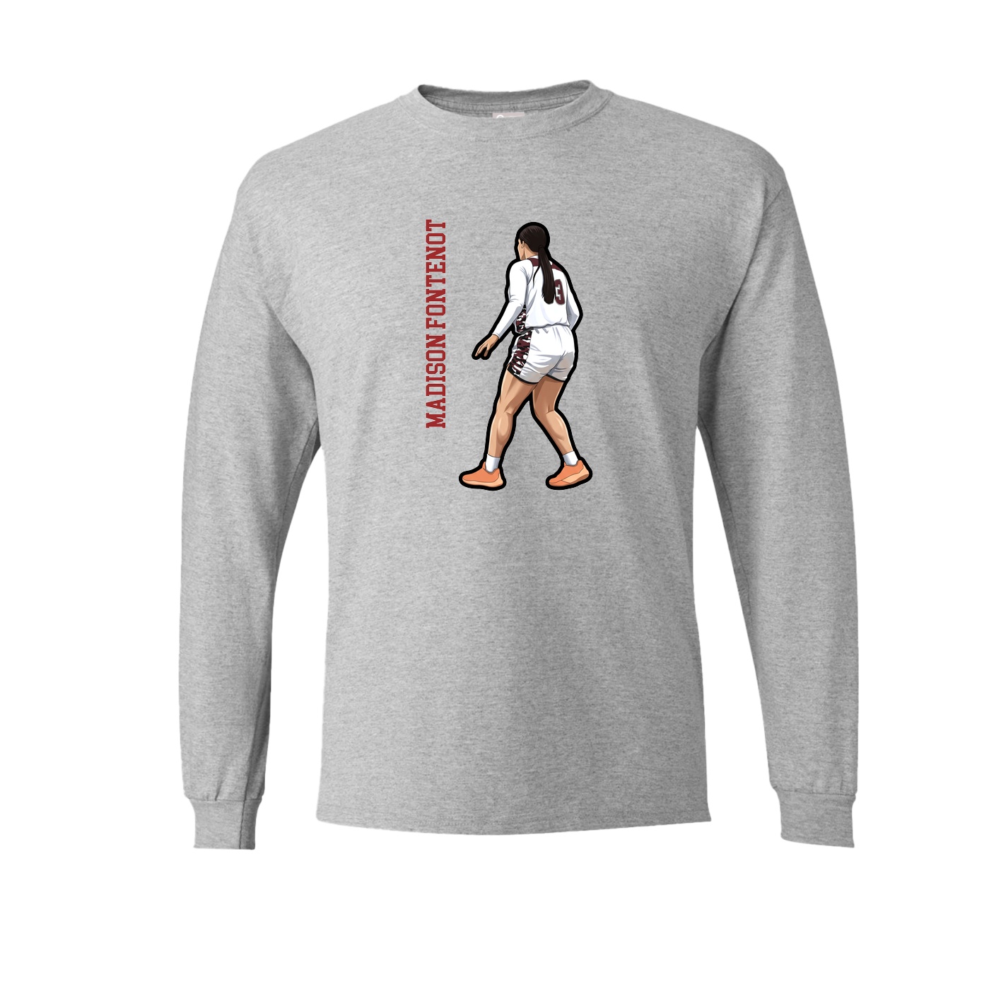 Long Sleeve Tee — Name Vertical in Grey