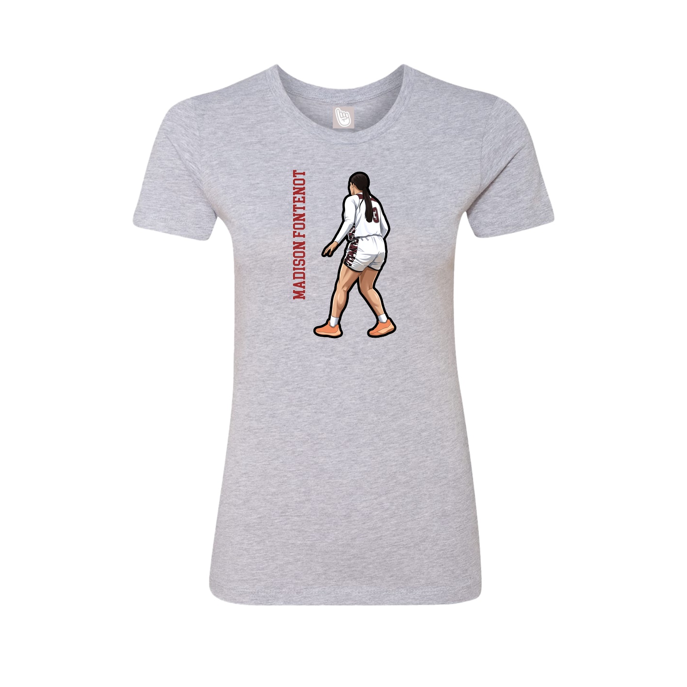 Womens Tee — Name Vertical in Grey