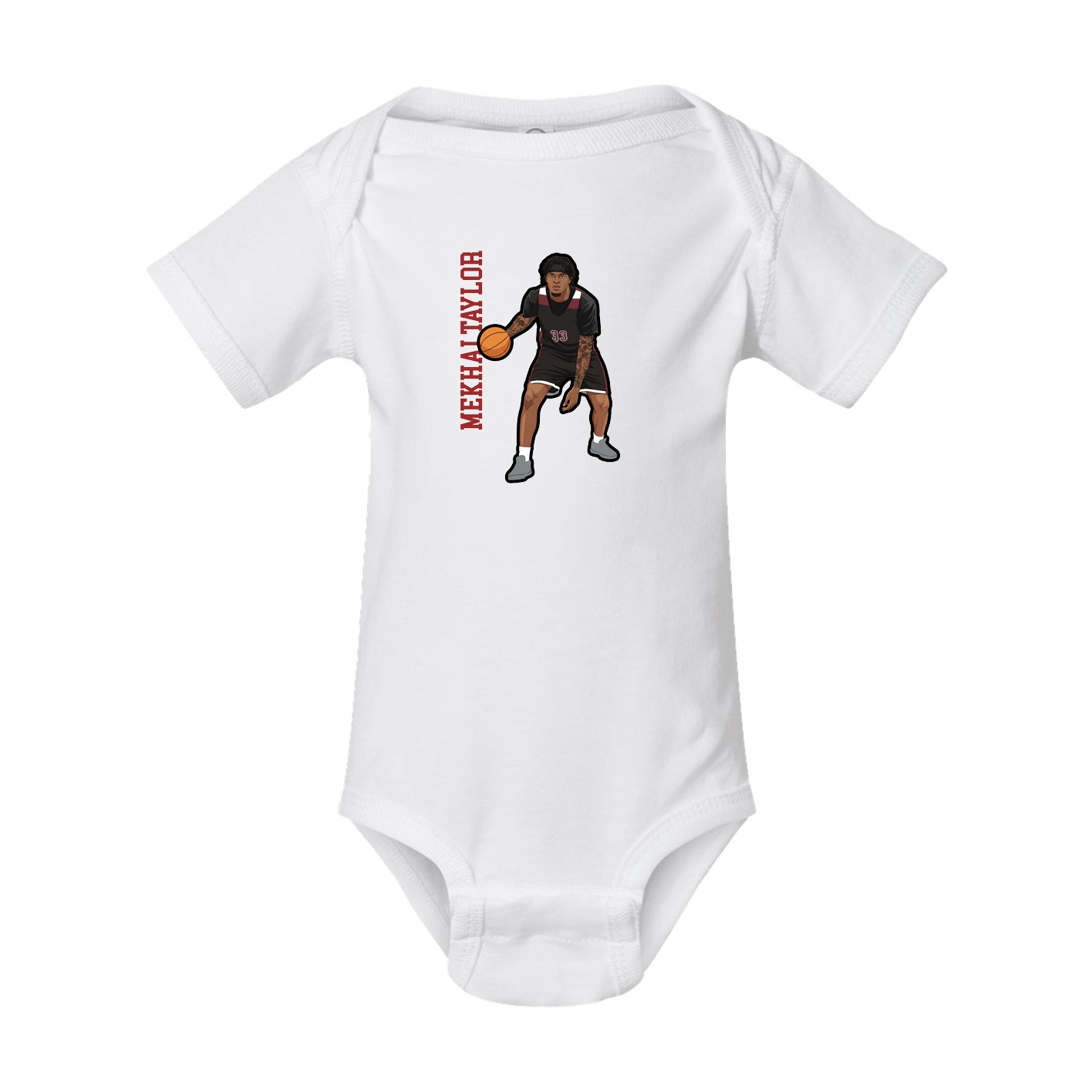Baby Onesie — Name Vertical in White