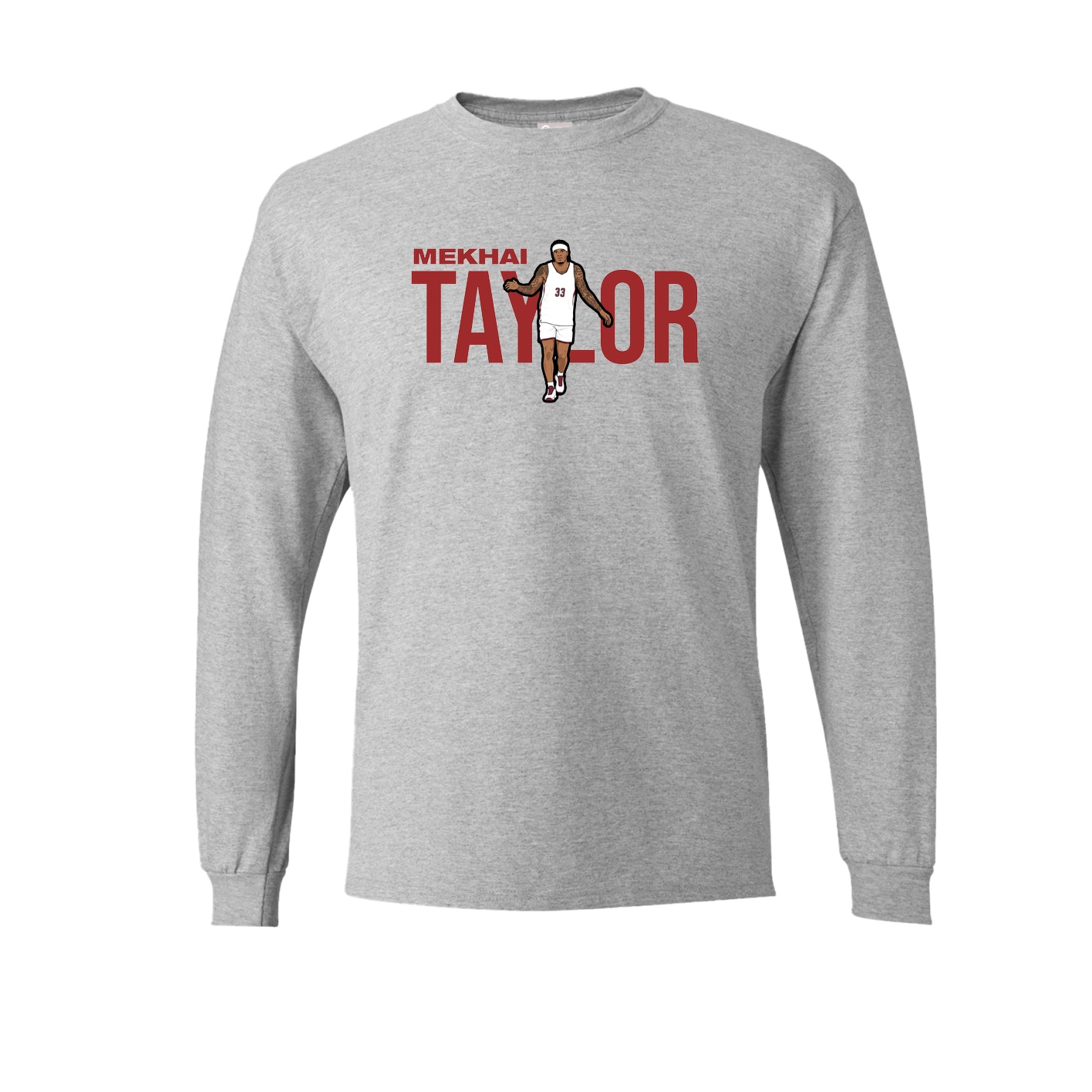 Long Sleeve Tee — Player Name in Grey