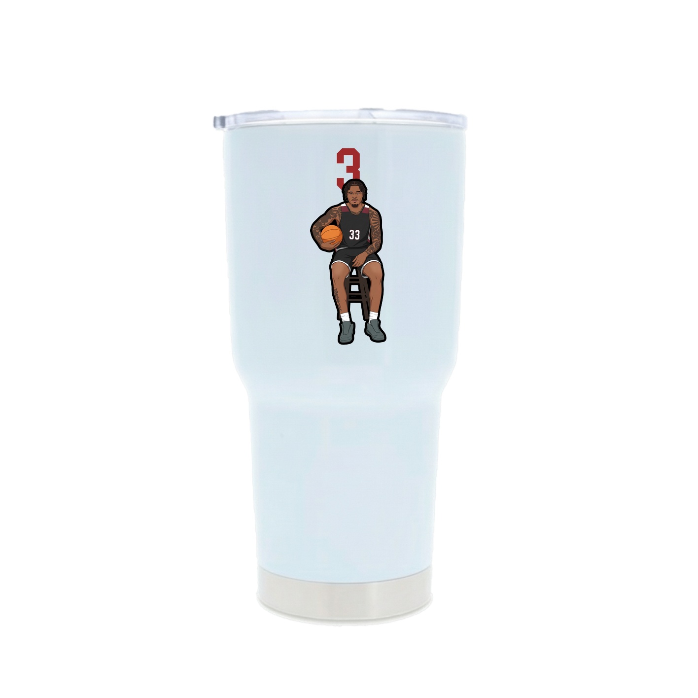 30oz Stainless Steel Tumbler — Number Top in White
