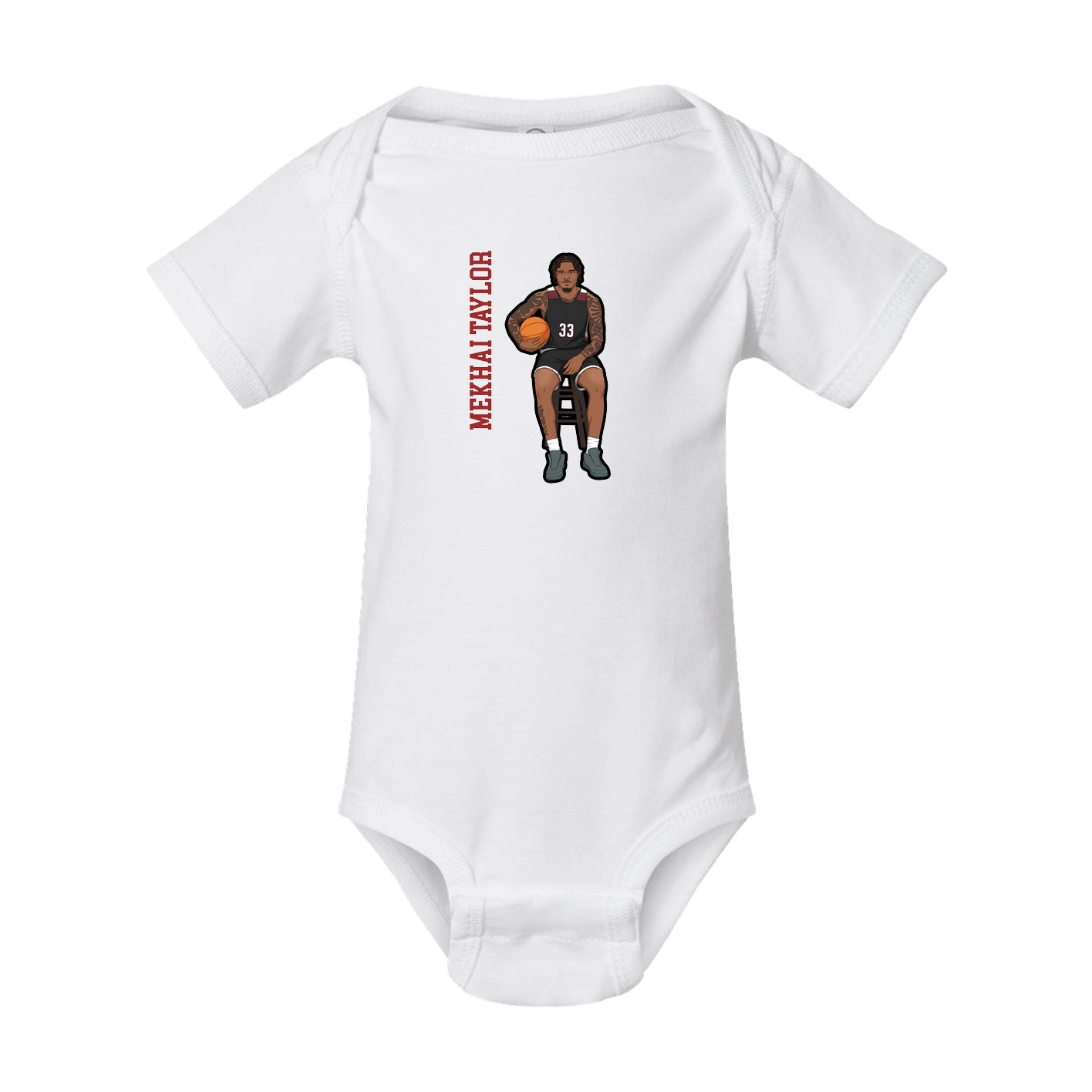 Baby Onesie — Name Vertical in White