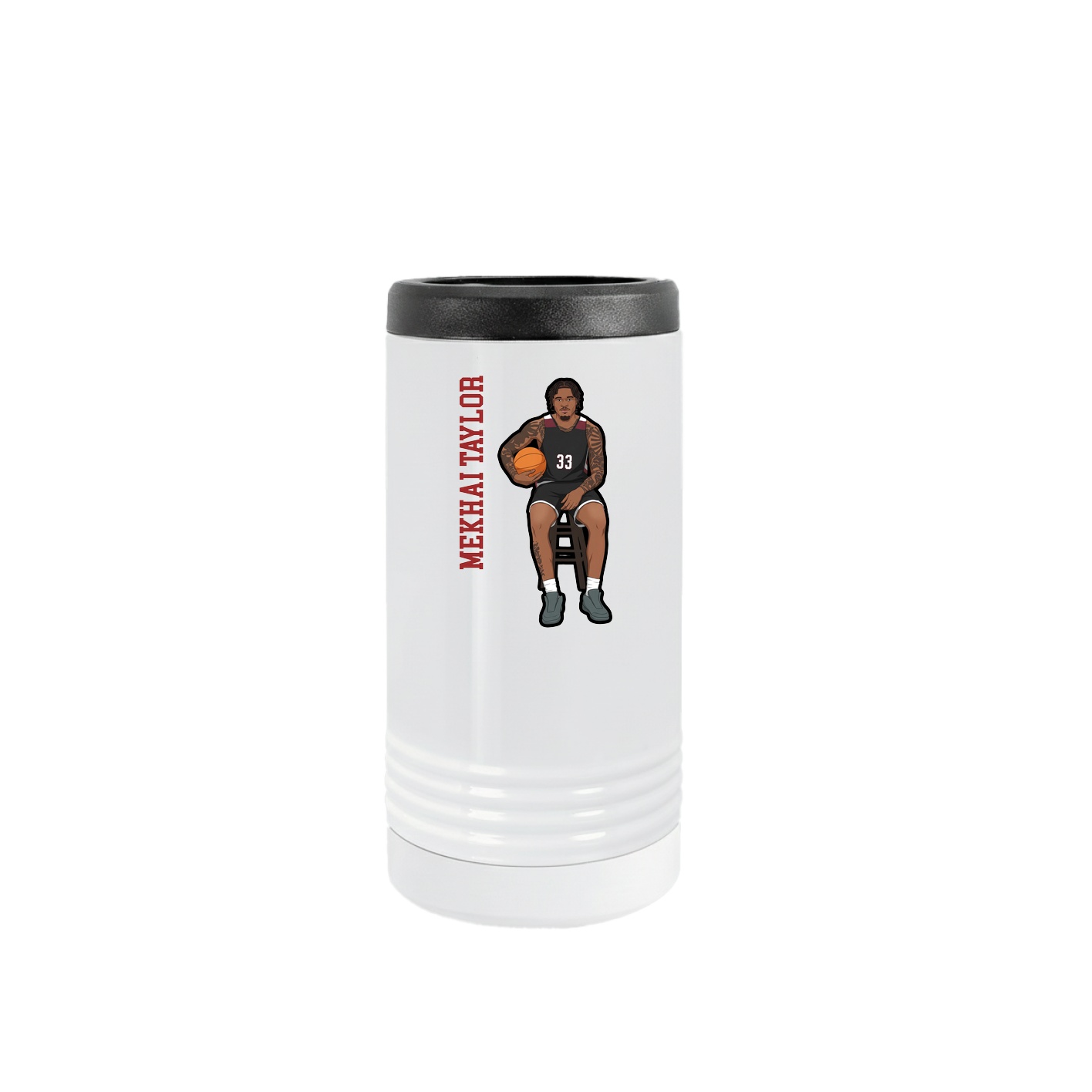 Slim Beverage Holder — Name Vertical in White