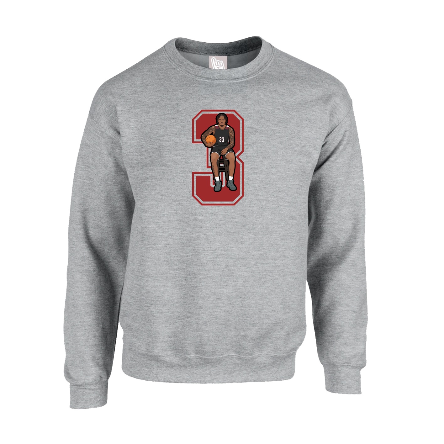 Fleece Crew — Number in Grey