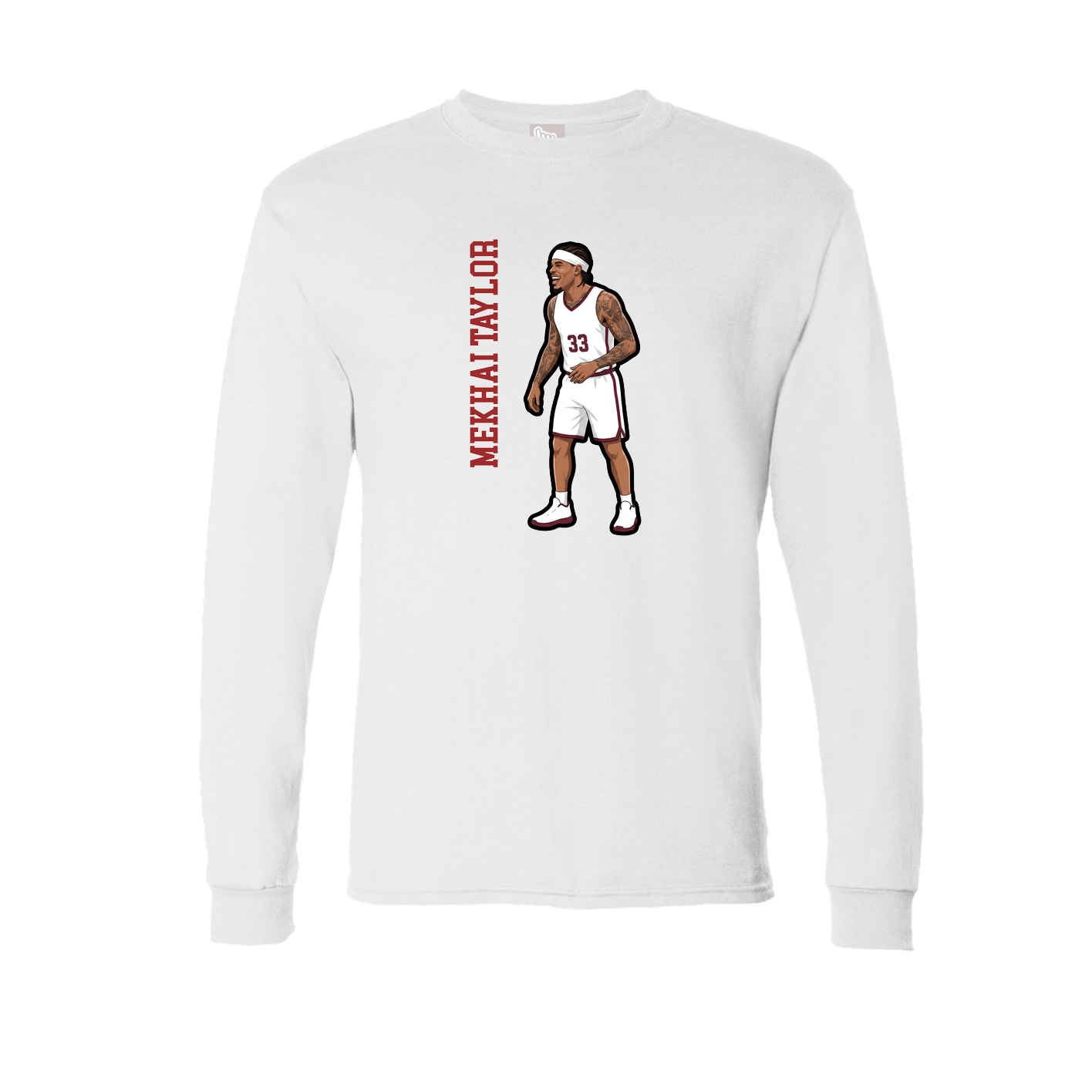 Long Sleeve Tee — Name Vertical in White