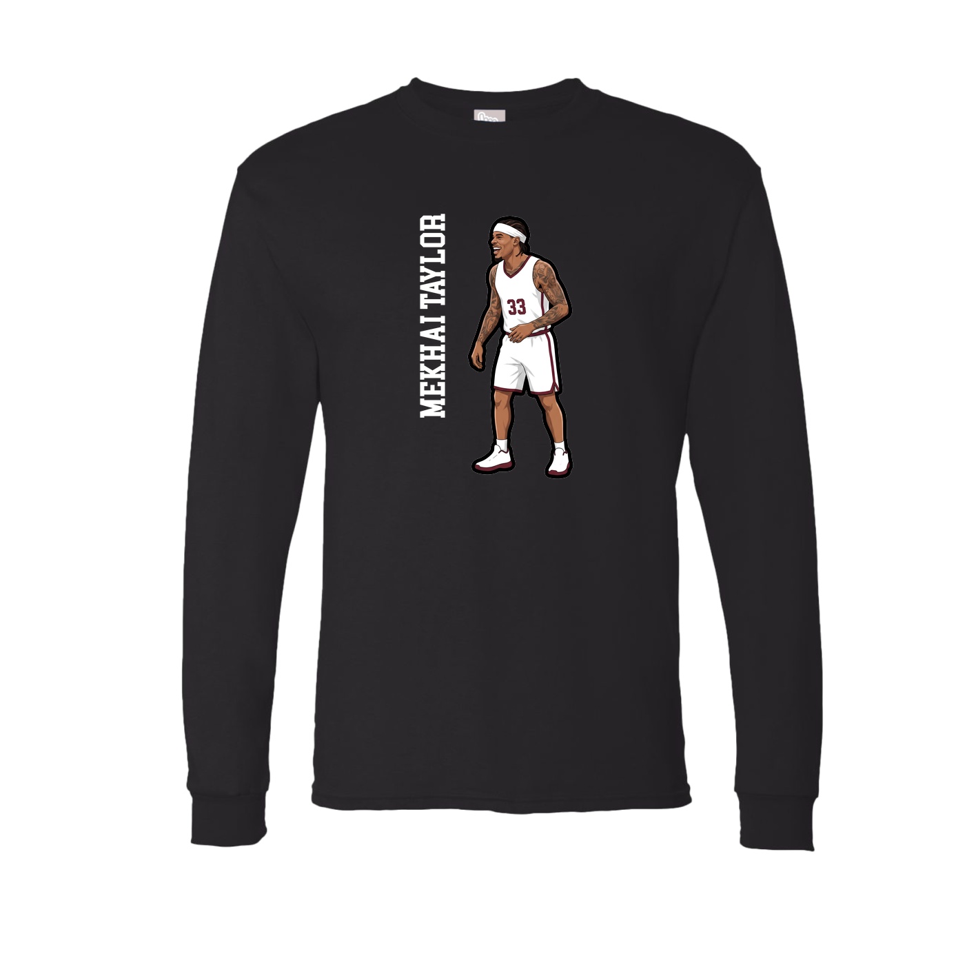 Long Sleeve Tee — Name Vertical in Black