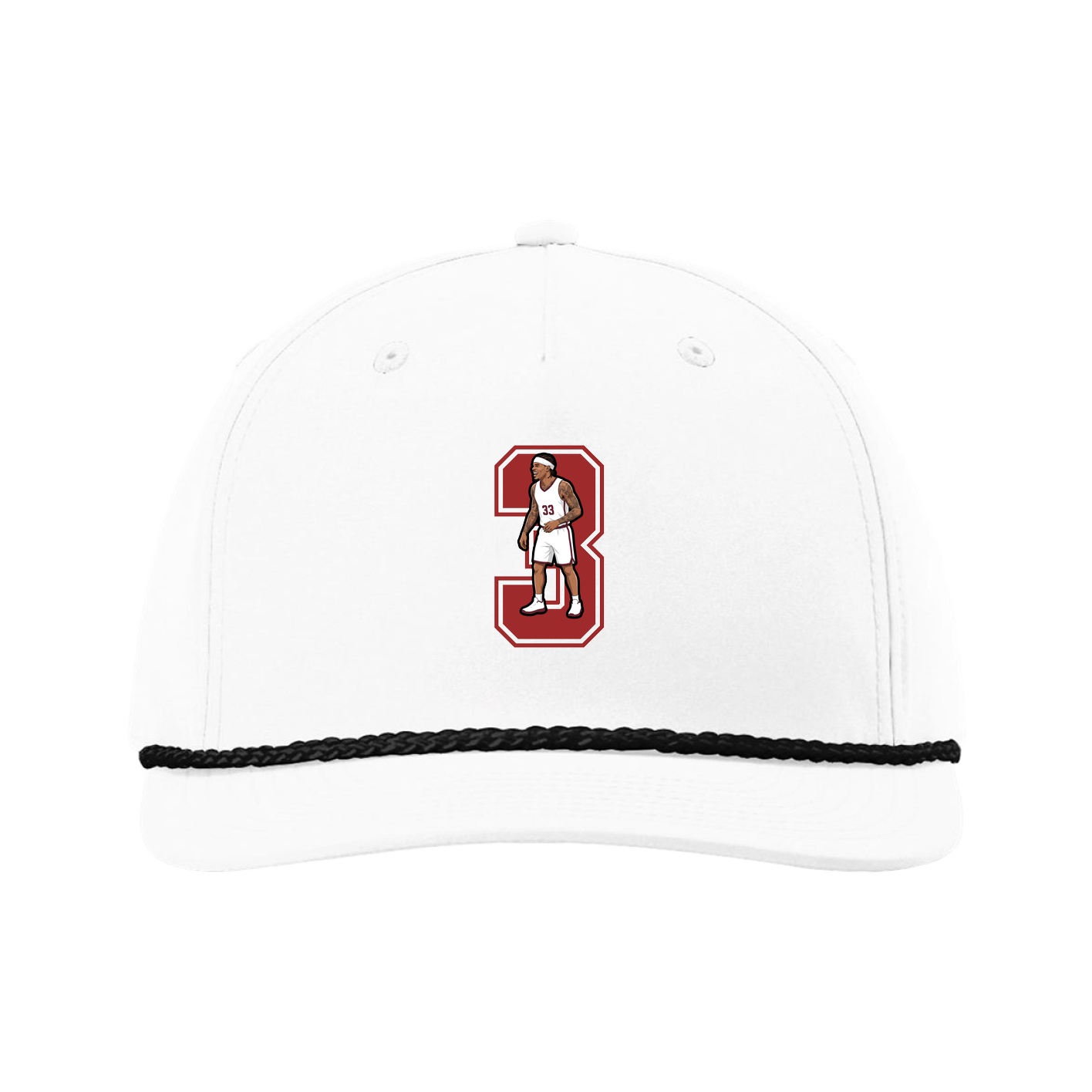 Five-Panel Classic Rope Cap — Number in White