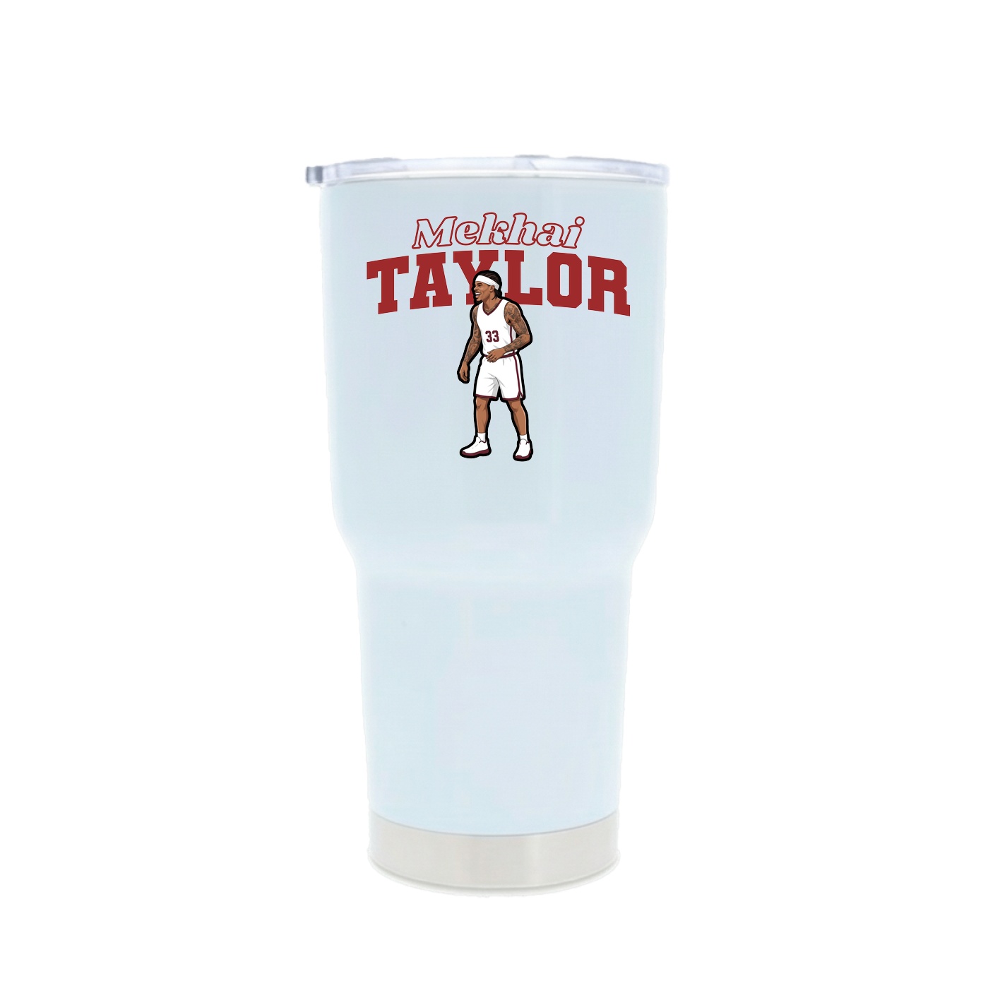 30oz Stainless Steel Tumbler — Name Arch in White