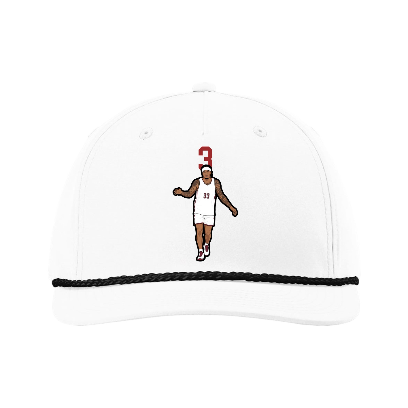 Five-Panel Classic Rope Cap — Number Top in White