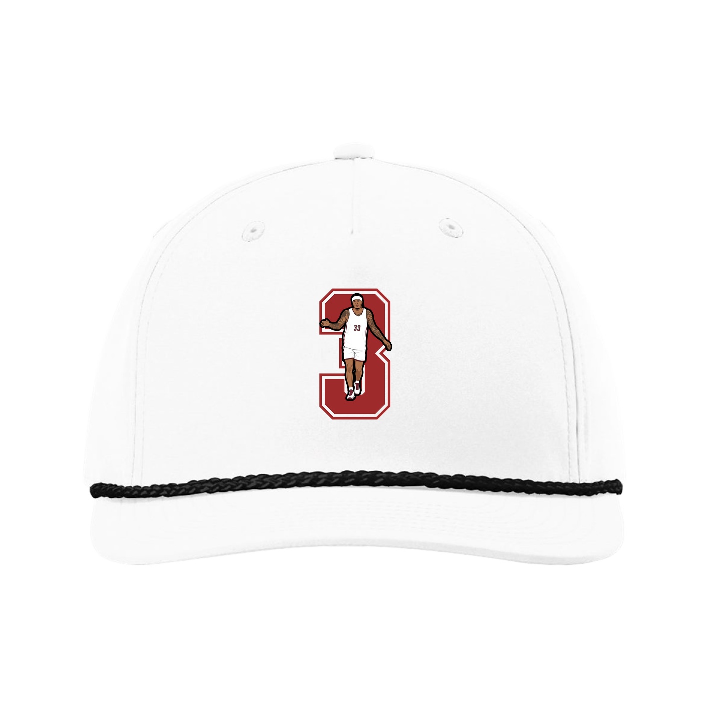 Five-Panel Classic Rope Cap — Number in White