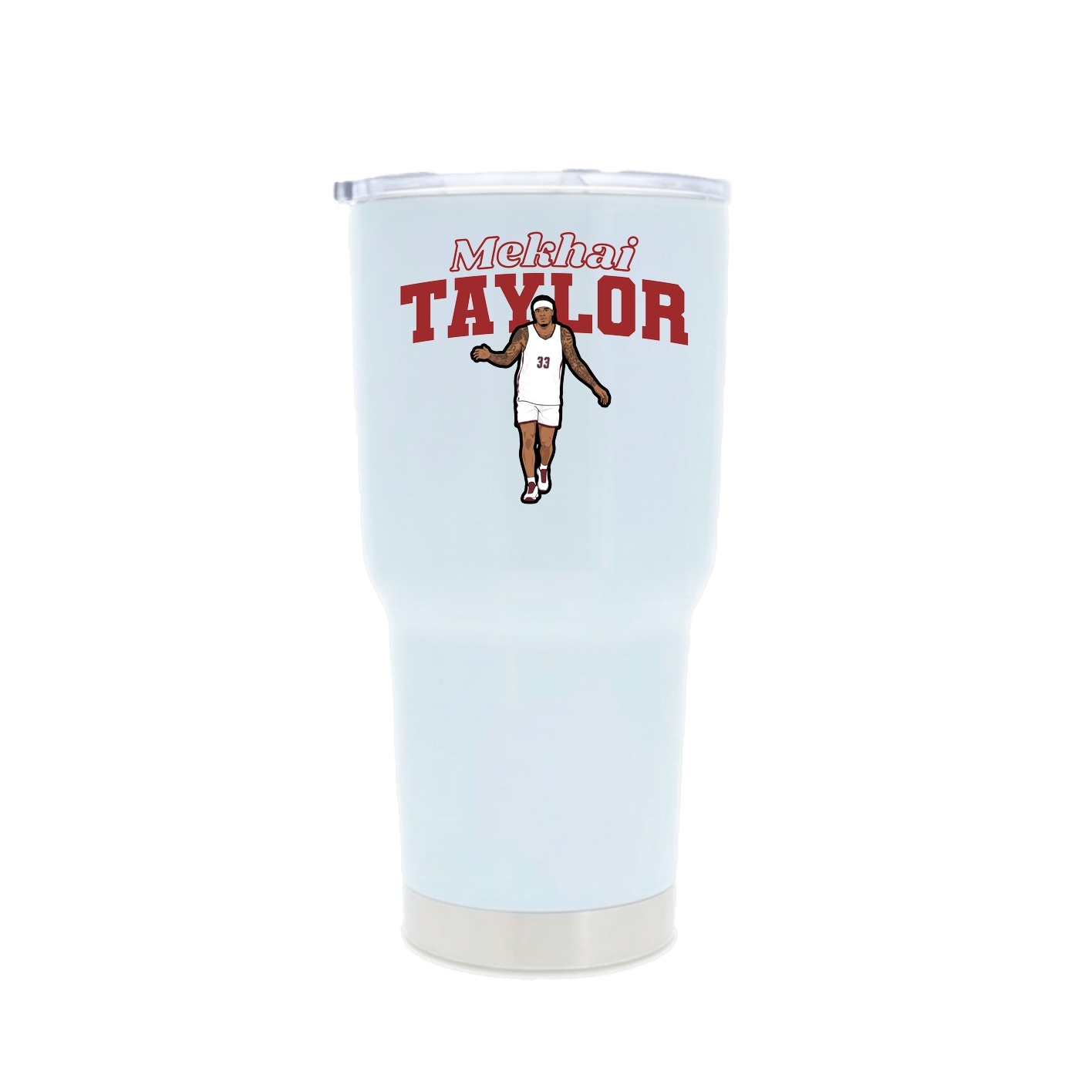30oz Stainless Steel Tumbler — Name Arch in White