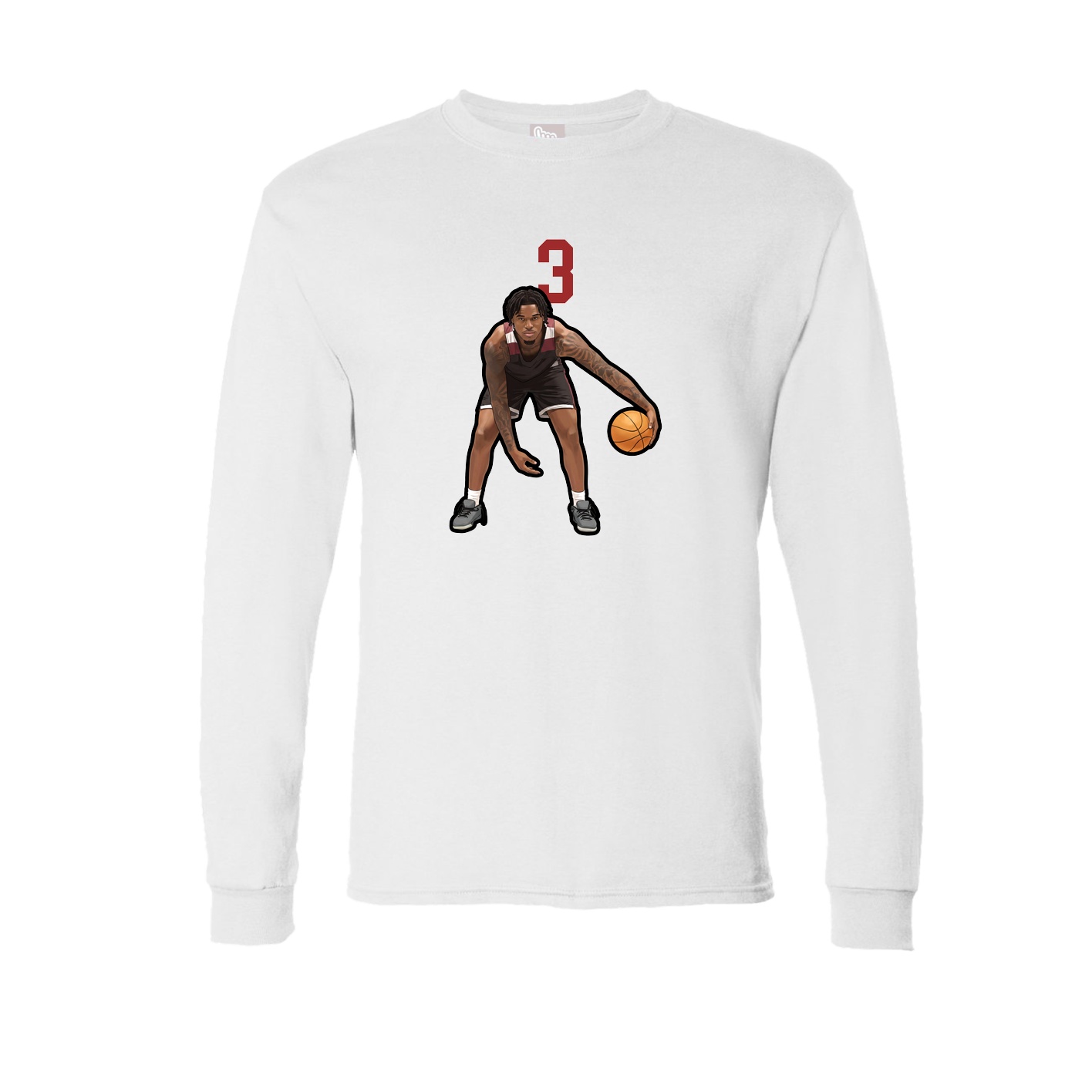Long Sleeve Tee — Number Top in White