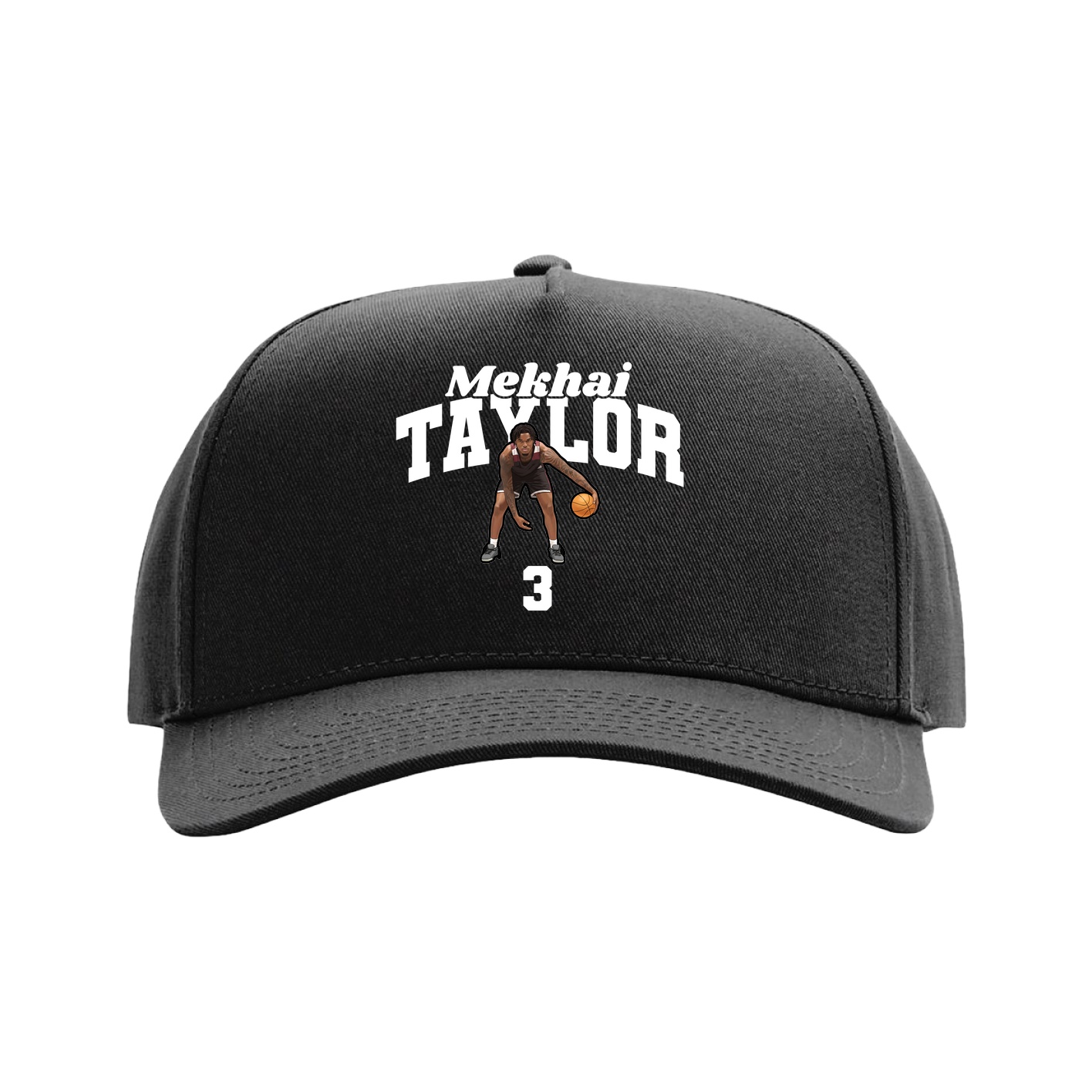 Full Fabric Five-Panel Champ Cap — Signature Arch in Black