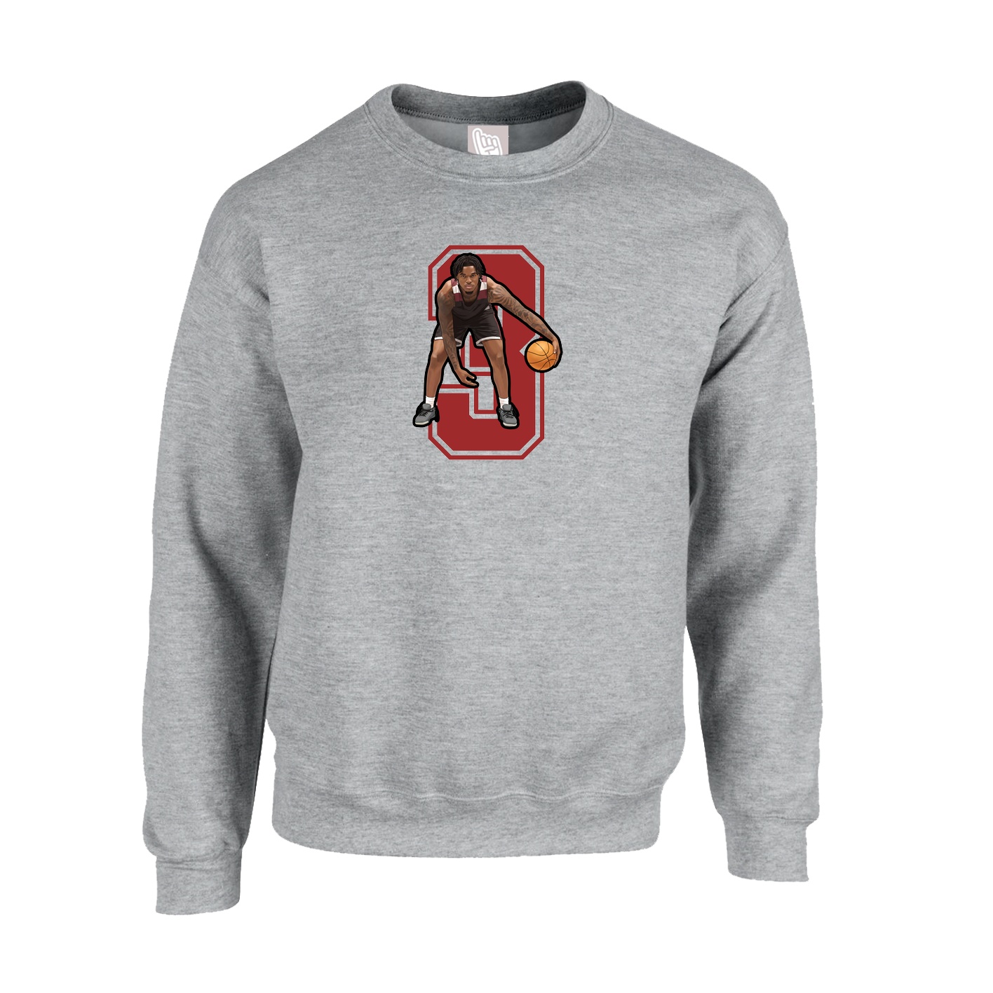 Fleece Crew — Number in Grey