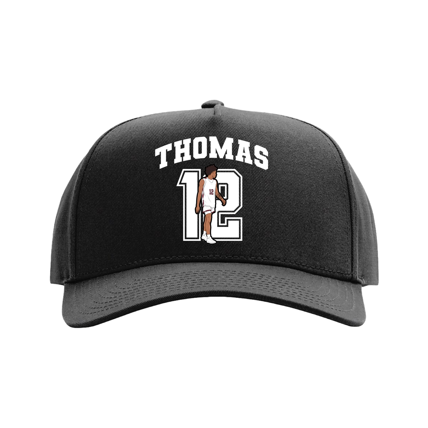 Full Fabric Five-Panel Champ Cap — Number in Black