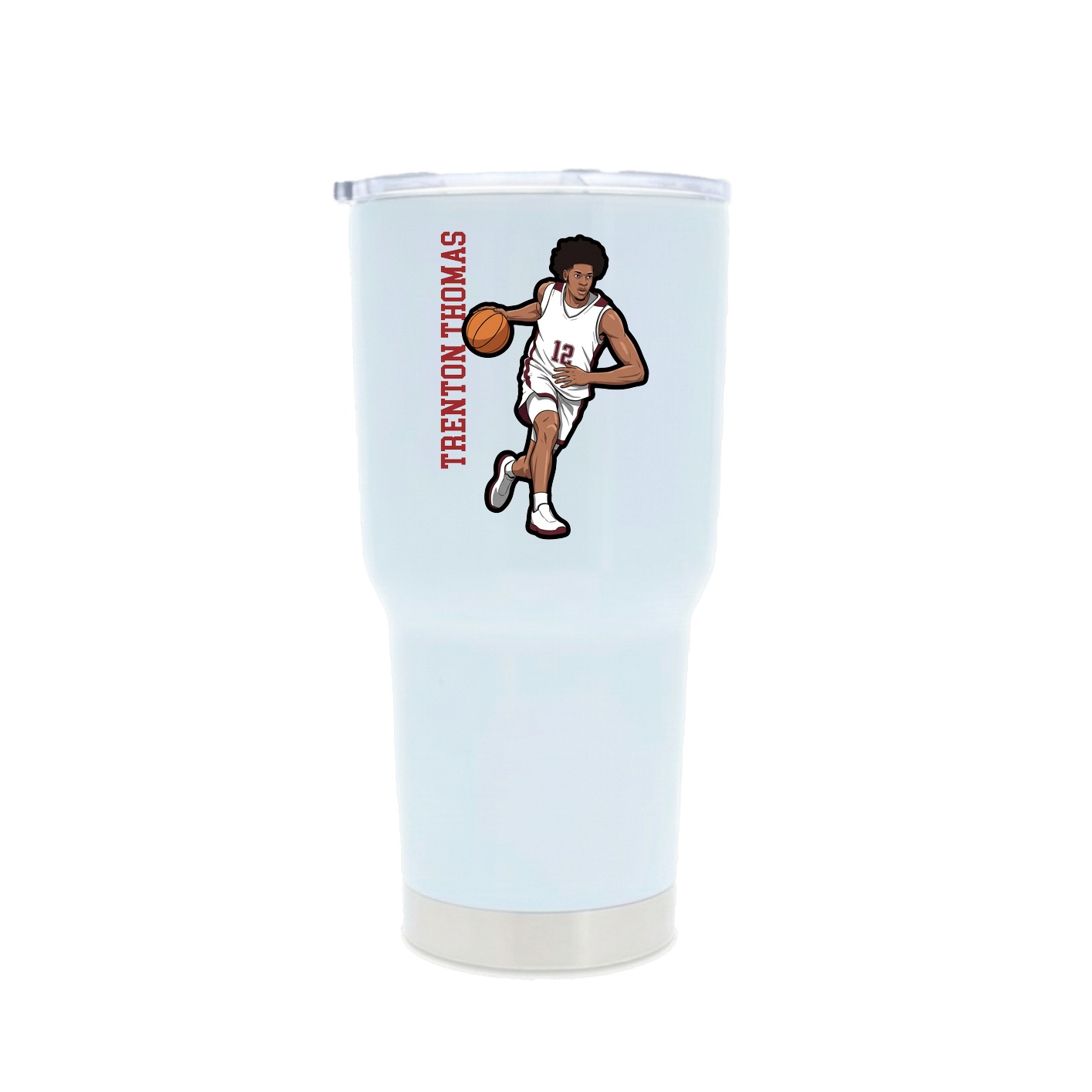 30oz Stainless Steel Tumbler — Name Vertical in White