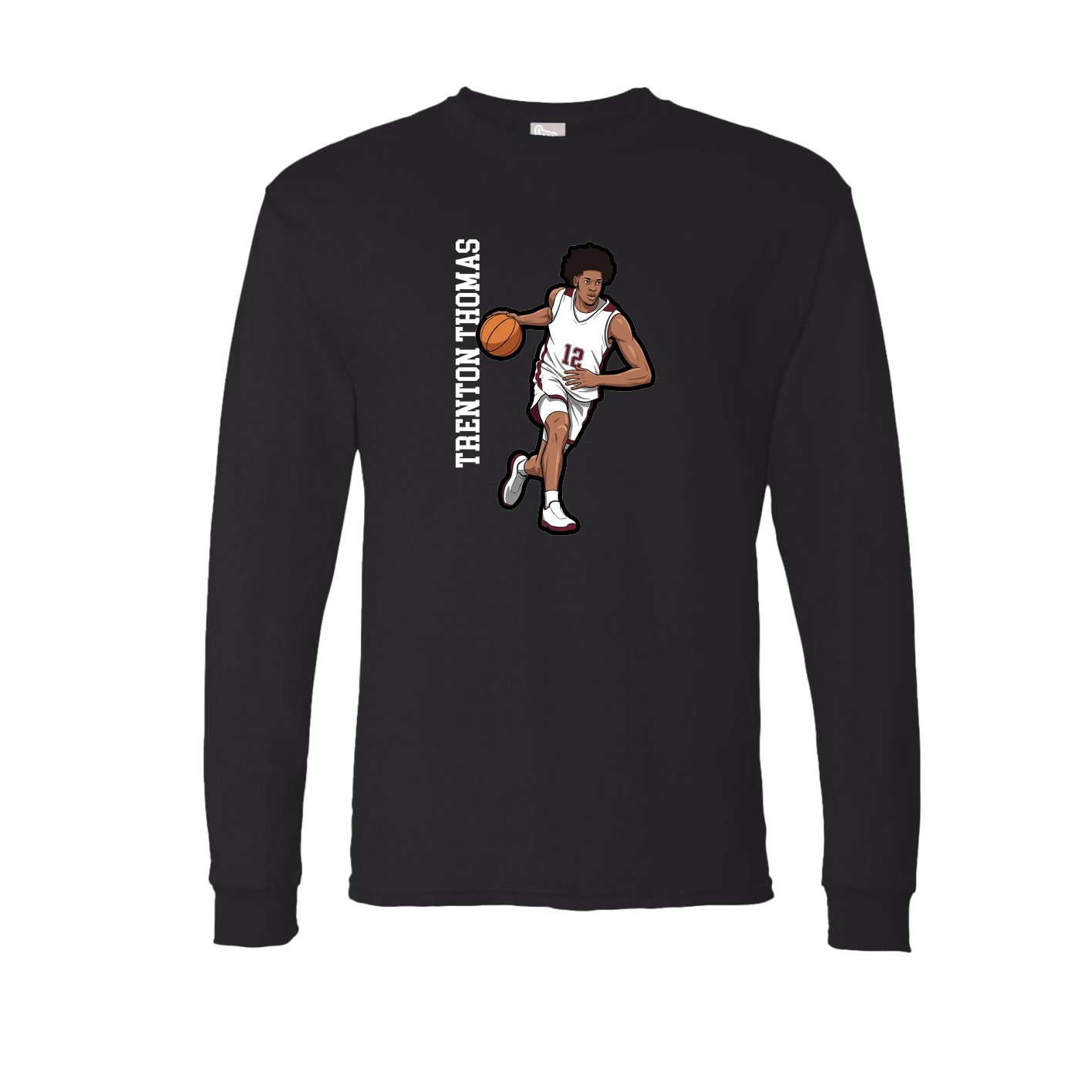 Long Sleeve Tee — Name Vertical in Black