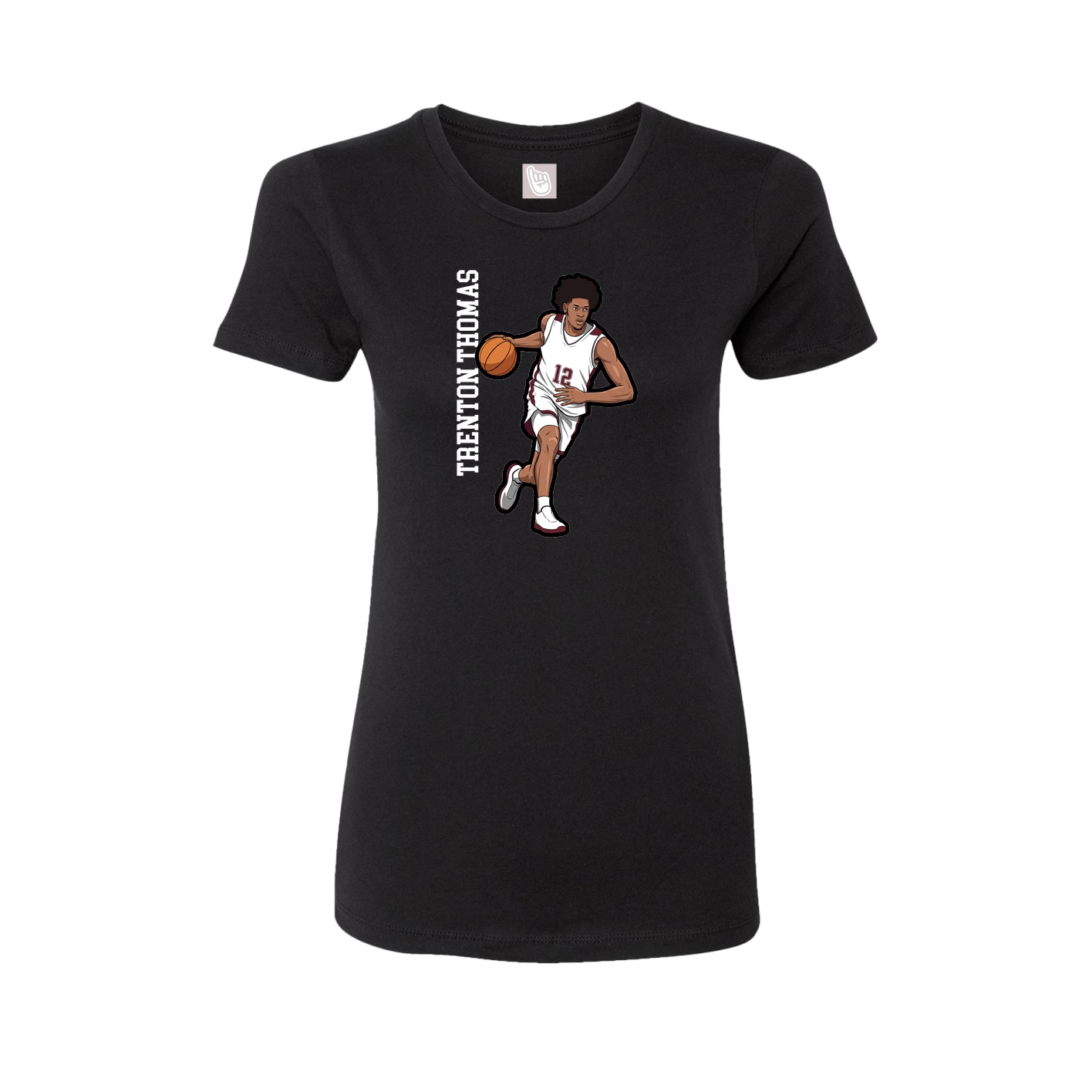 Fitted Women's Tee — Name Vertical in Black