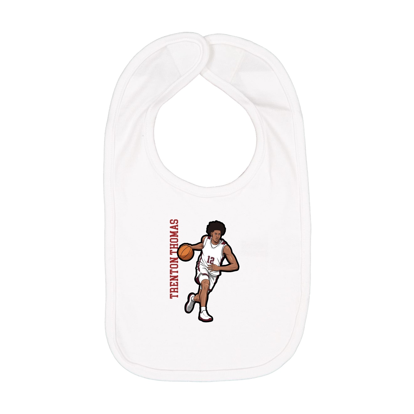 Infant Bib — Name Vertical in White
