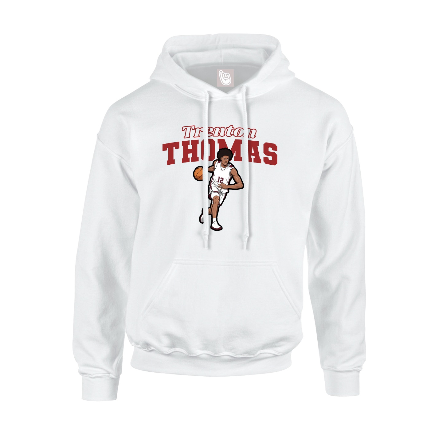 Youth Hoodie — Name Arch in White