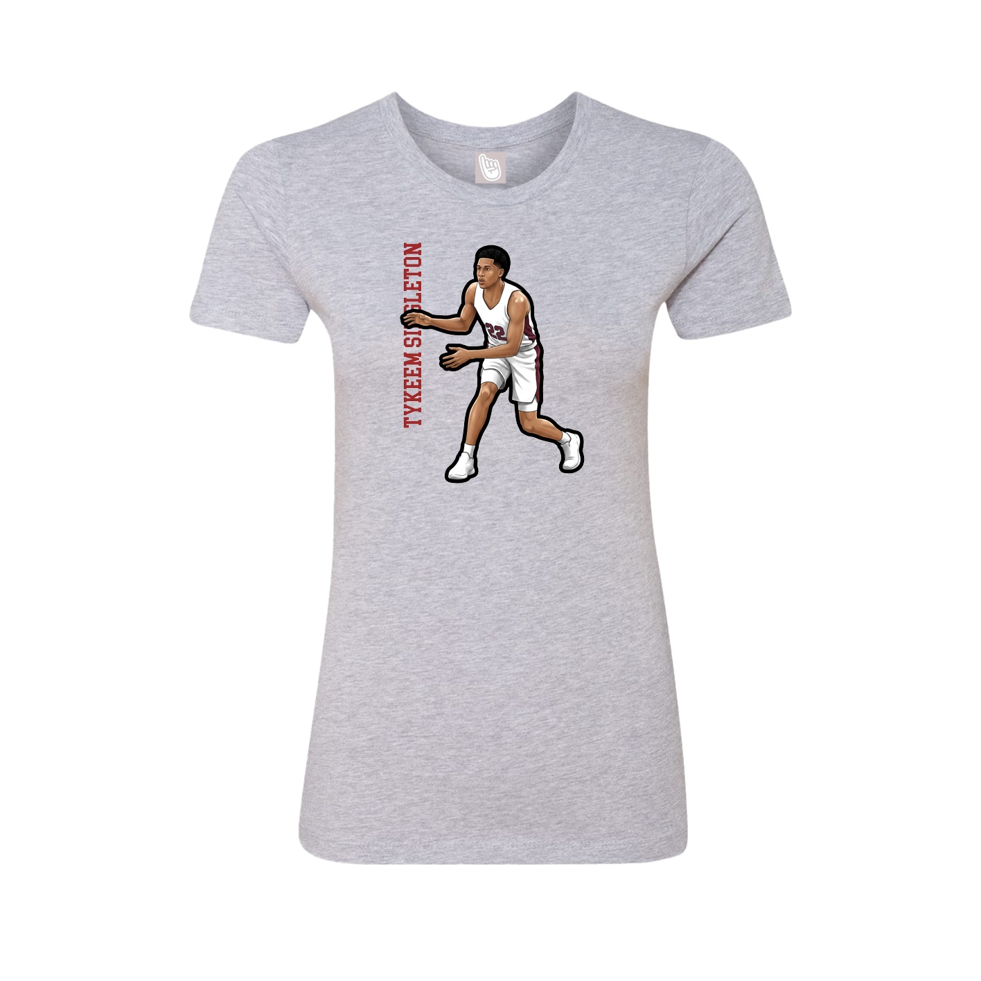 Fitted Women's Tee — Name Vertical in Grey