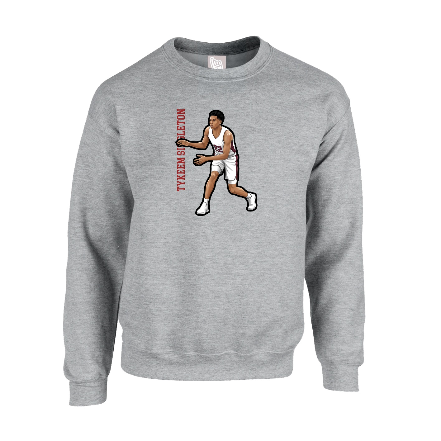 Fleece Crew — Name Vertical in Grey