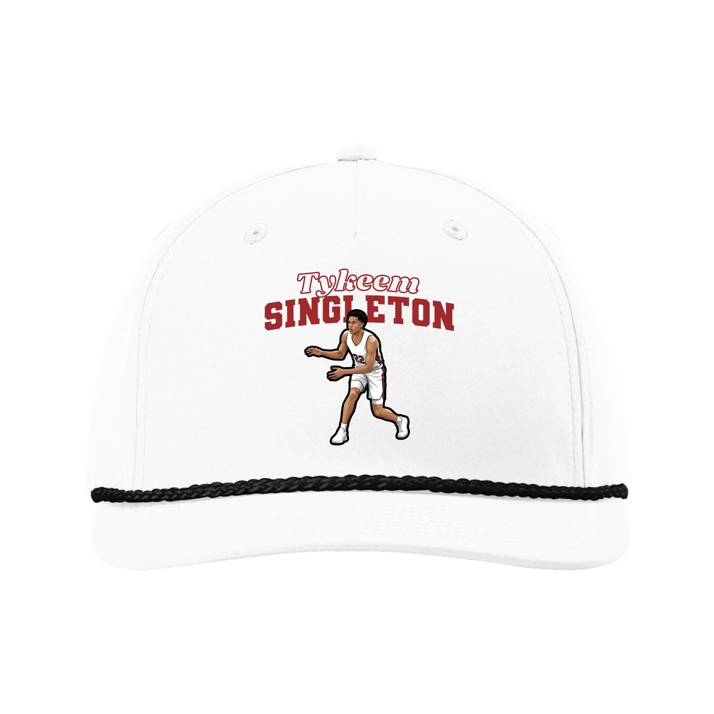 Five-Panel Classic Rope Cap — Name Arch in White