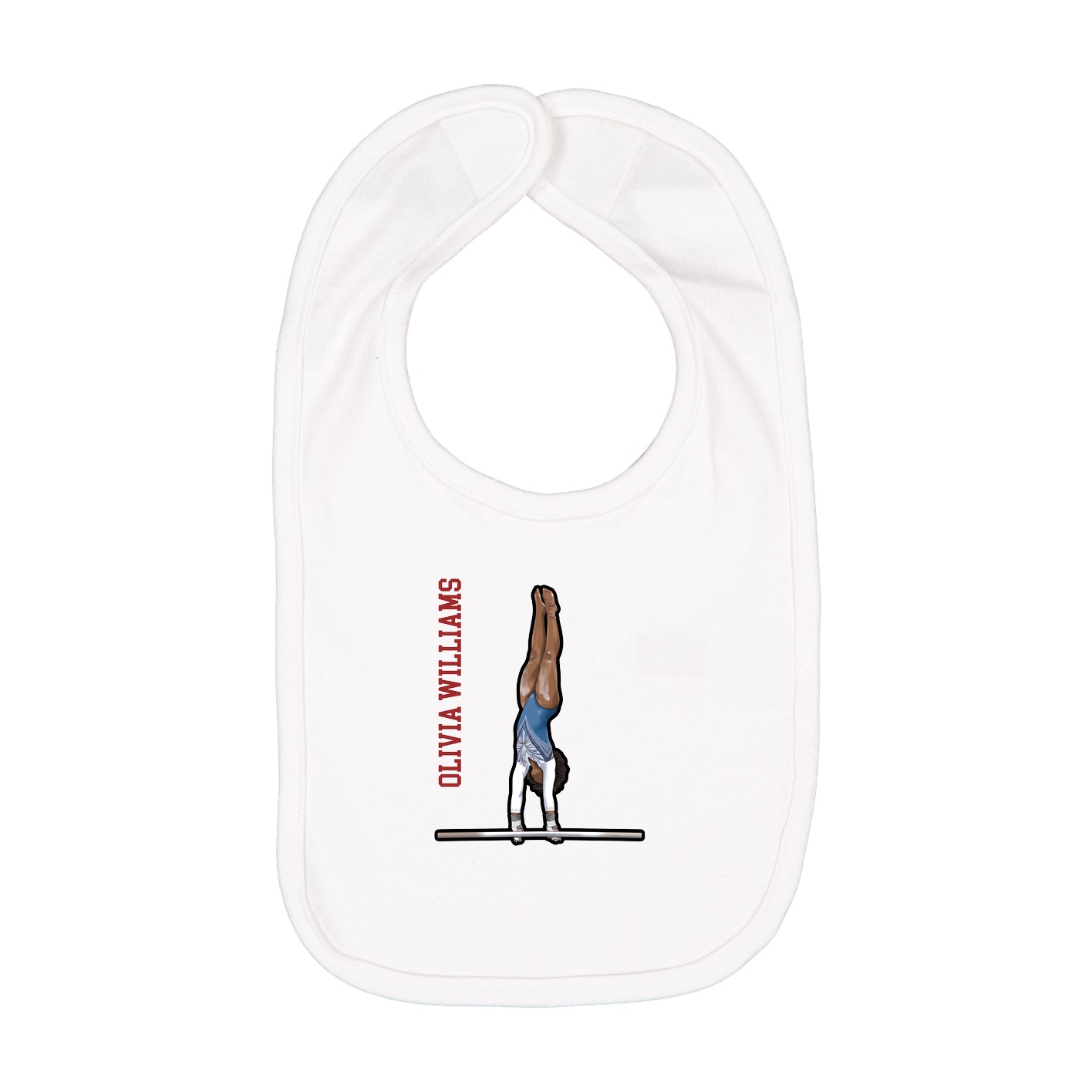 Infant Bib — Name Vertical in White