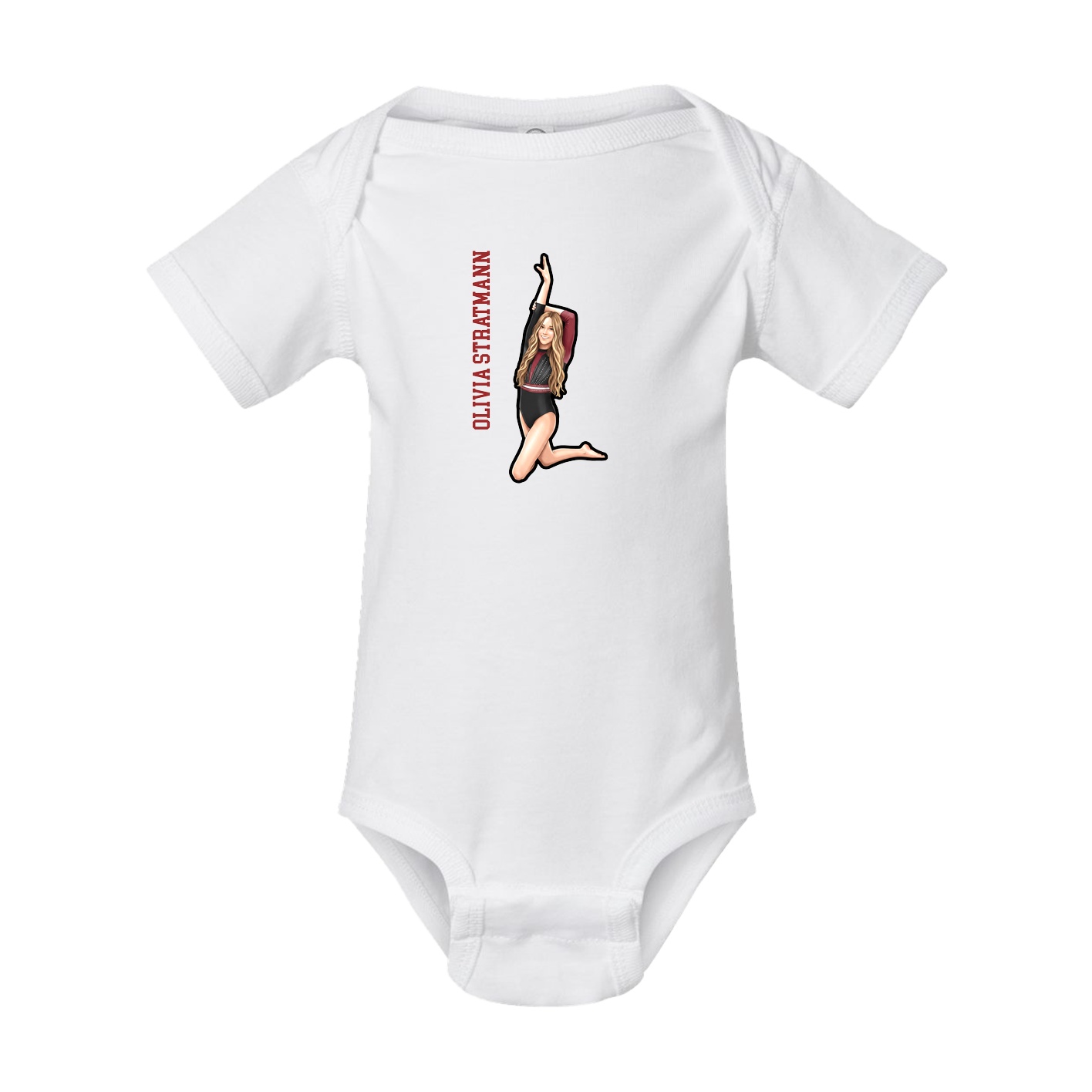 Baby Onesie — Name Vertical in White