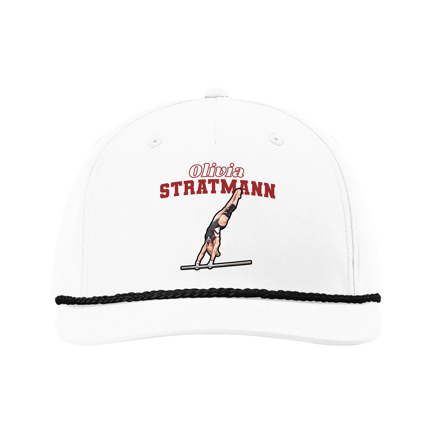Five-Panel Classic Rope Cap — Name Arch in White
