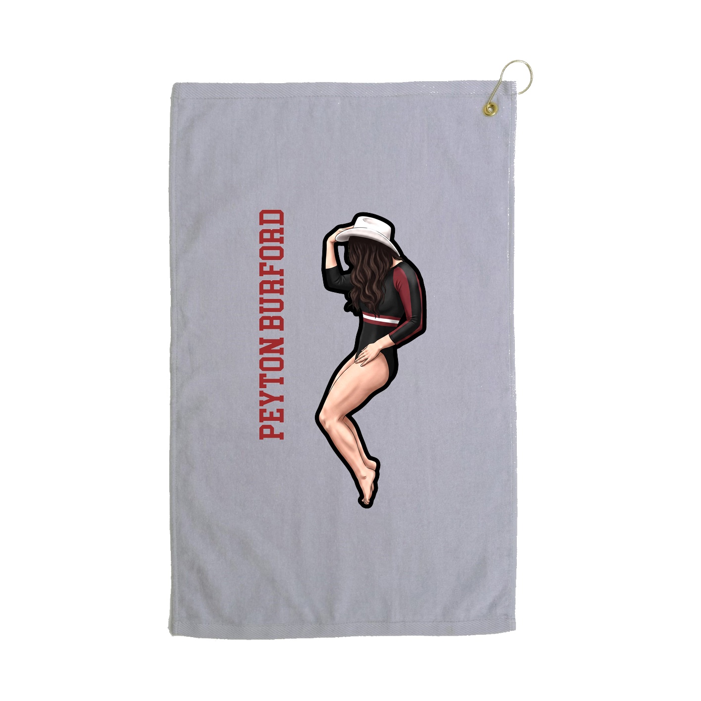Golf Towel — Name Vertical in Grey