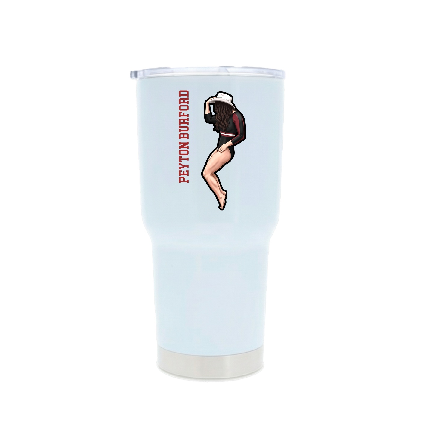 30oz Stainless Steel Tumbler — Name Vertical in White