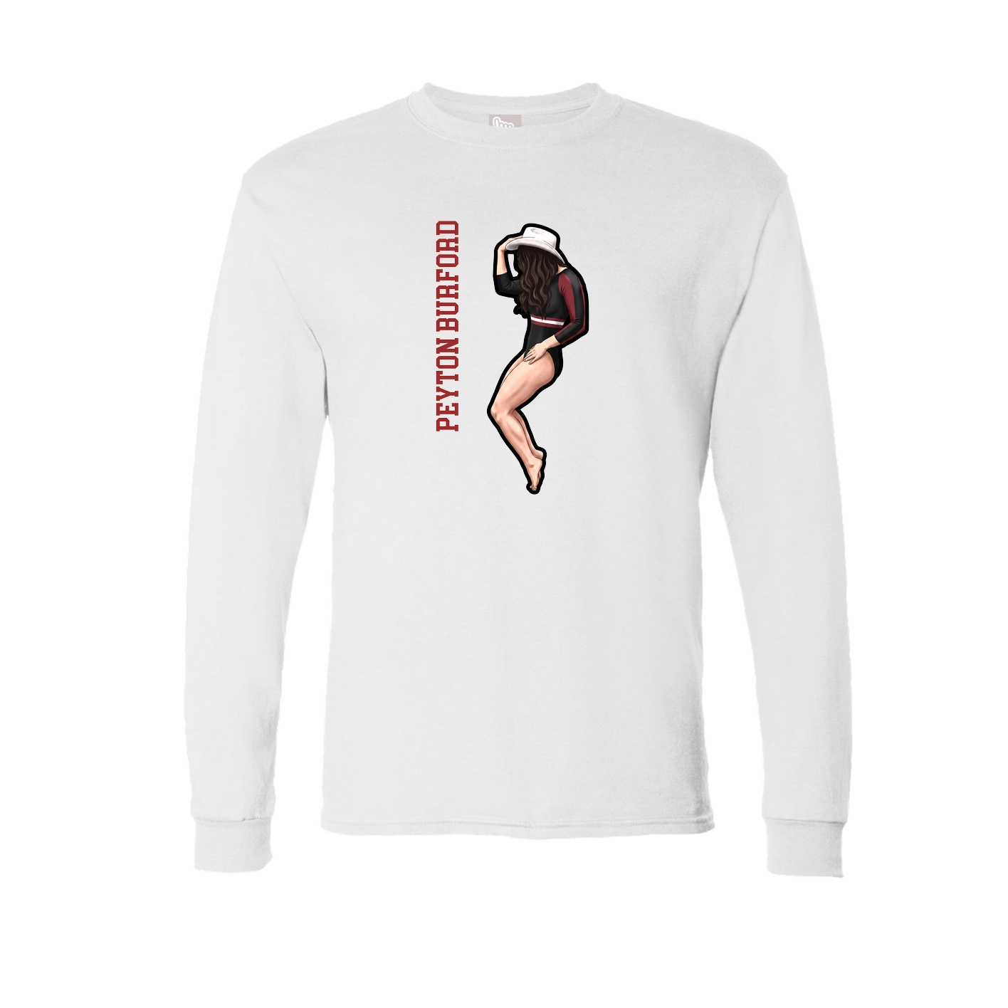 Long Sleeve Tee — Name Vertical in White