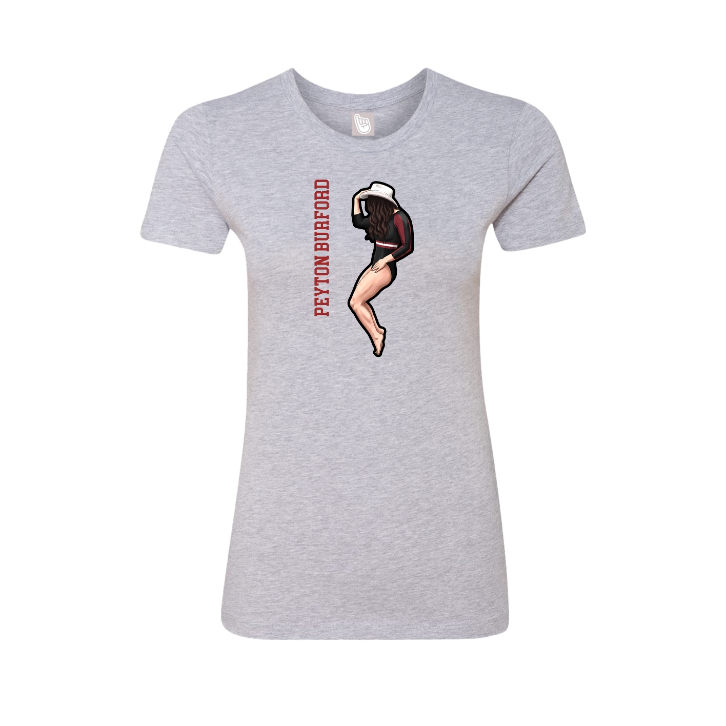 Fitted Women's Tee — Name Vertical in Grey