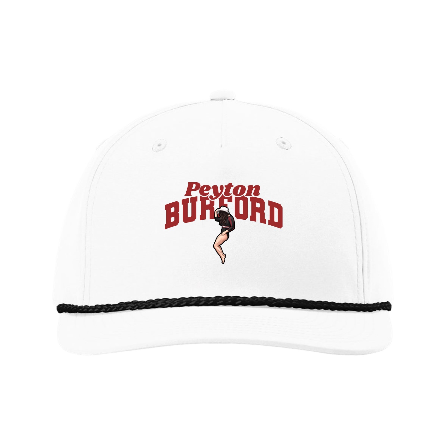 Five-Panel Classic Rope Cap — Signature Arch in White