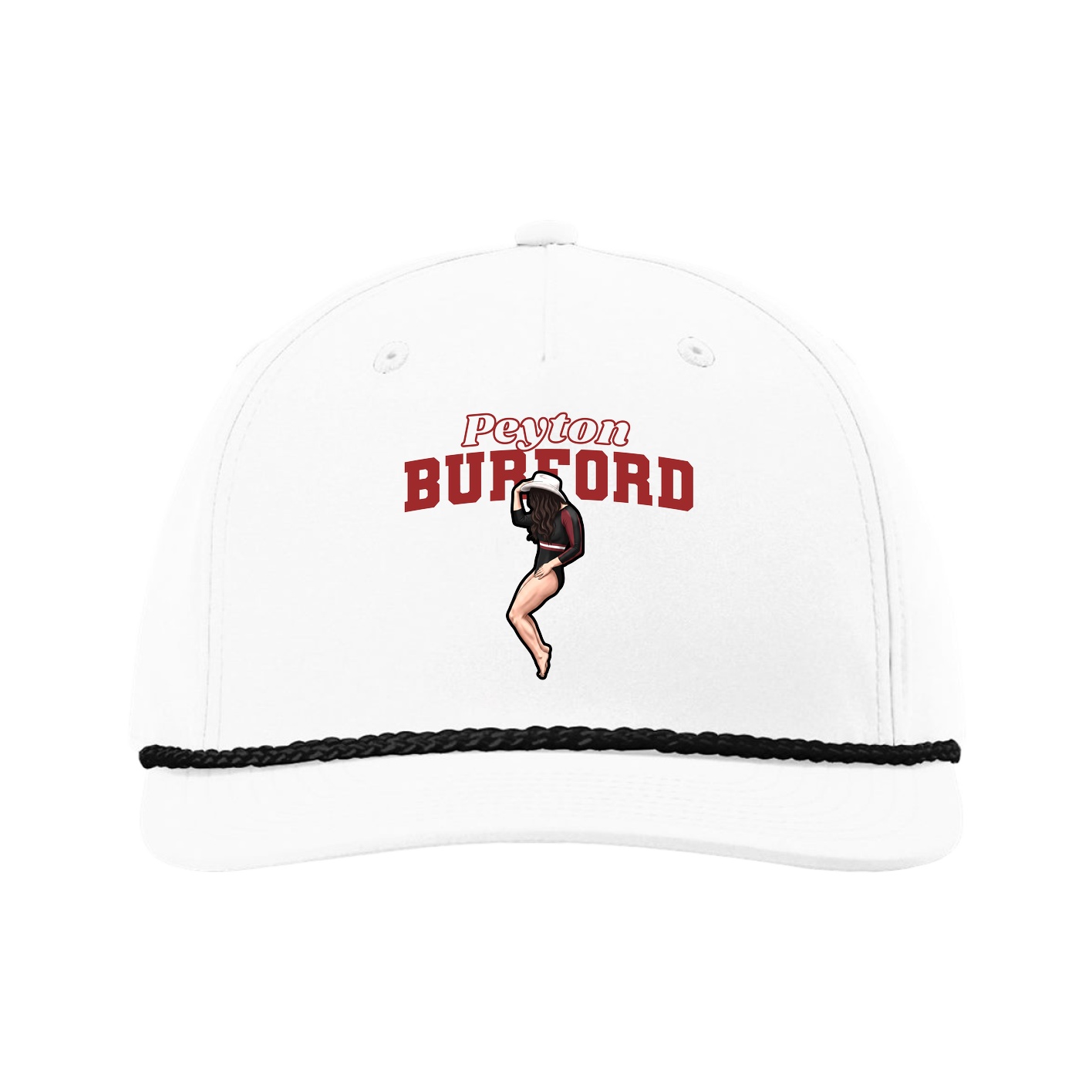 Five-Panel Classic Rope Cap — Name Arch in White