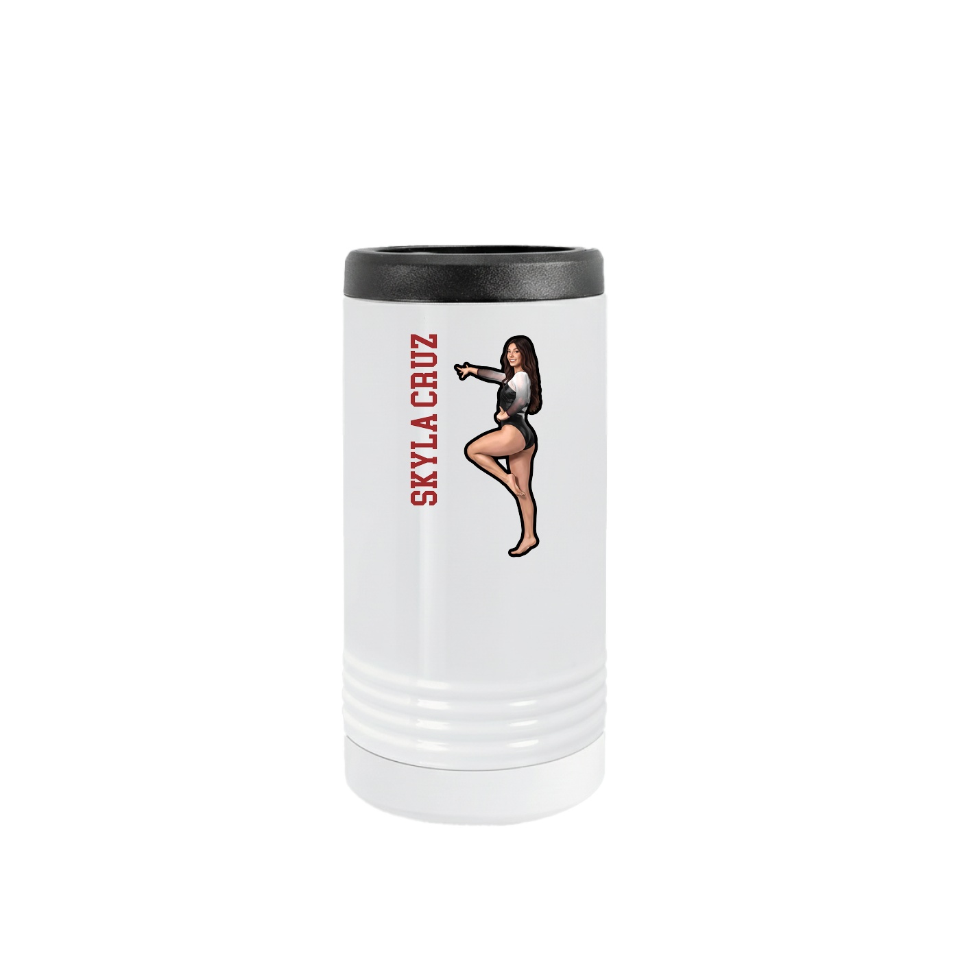 Slim Beverage Holder — Name Vertical in White