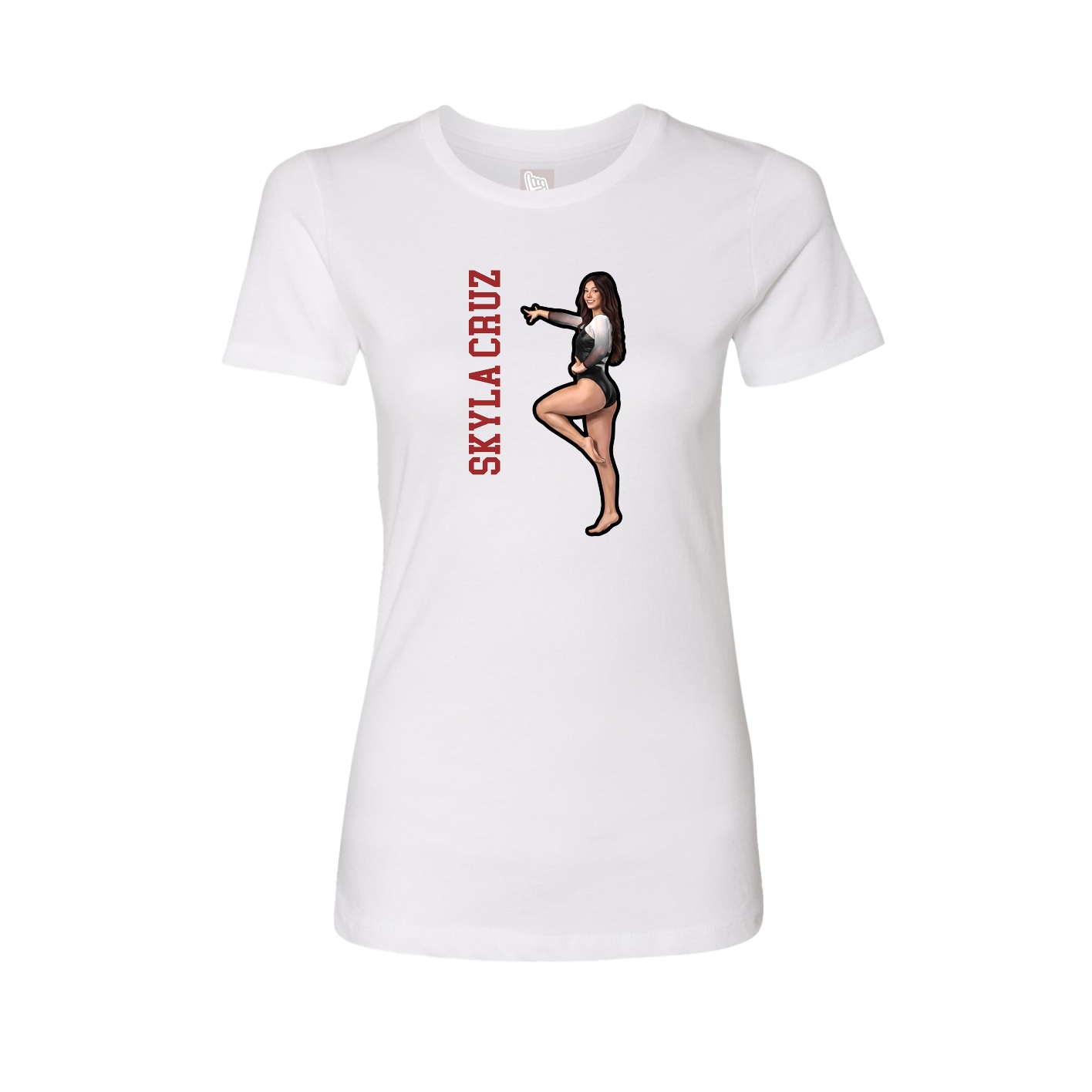 Fitted Women's Tee — Name Vertical in White
