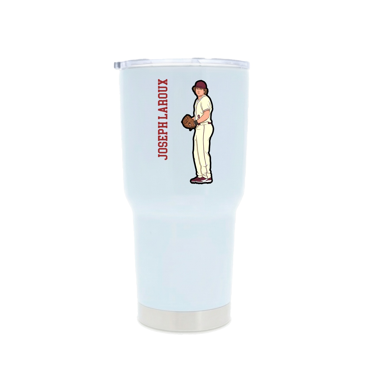 30oz Stainless Steel Tumbler — Name Vertical in White