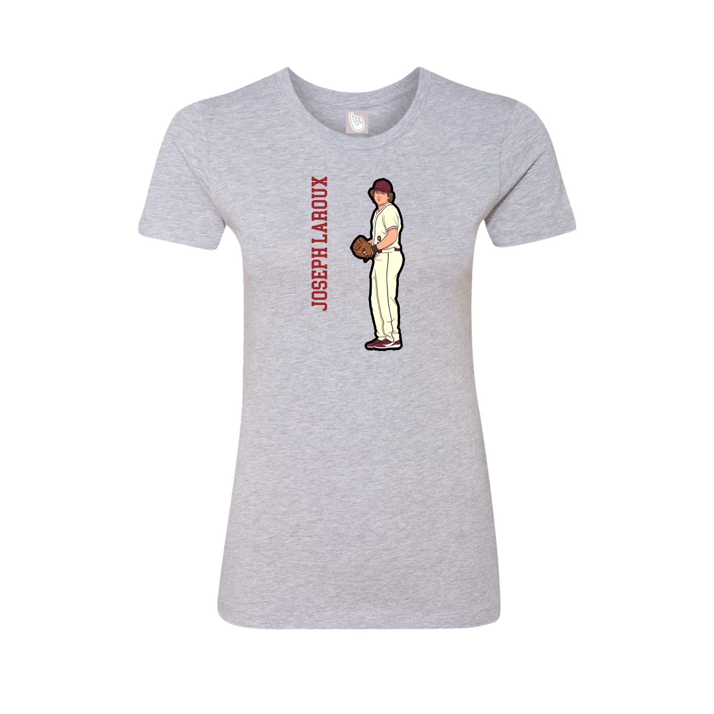 Fitted Women's Tee — Name Vertical in Grey