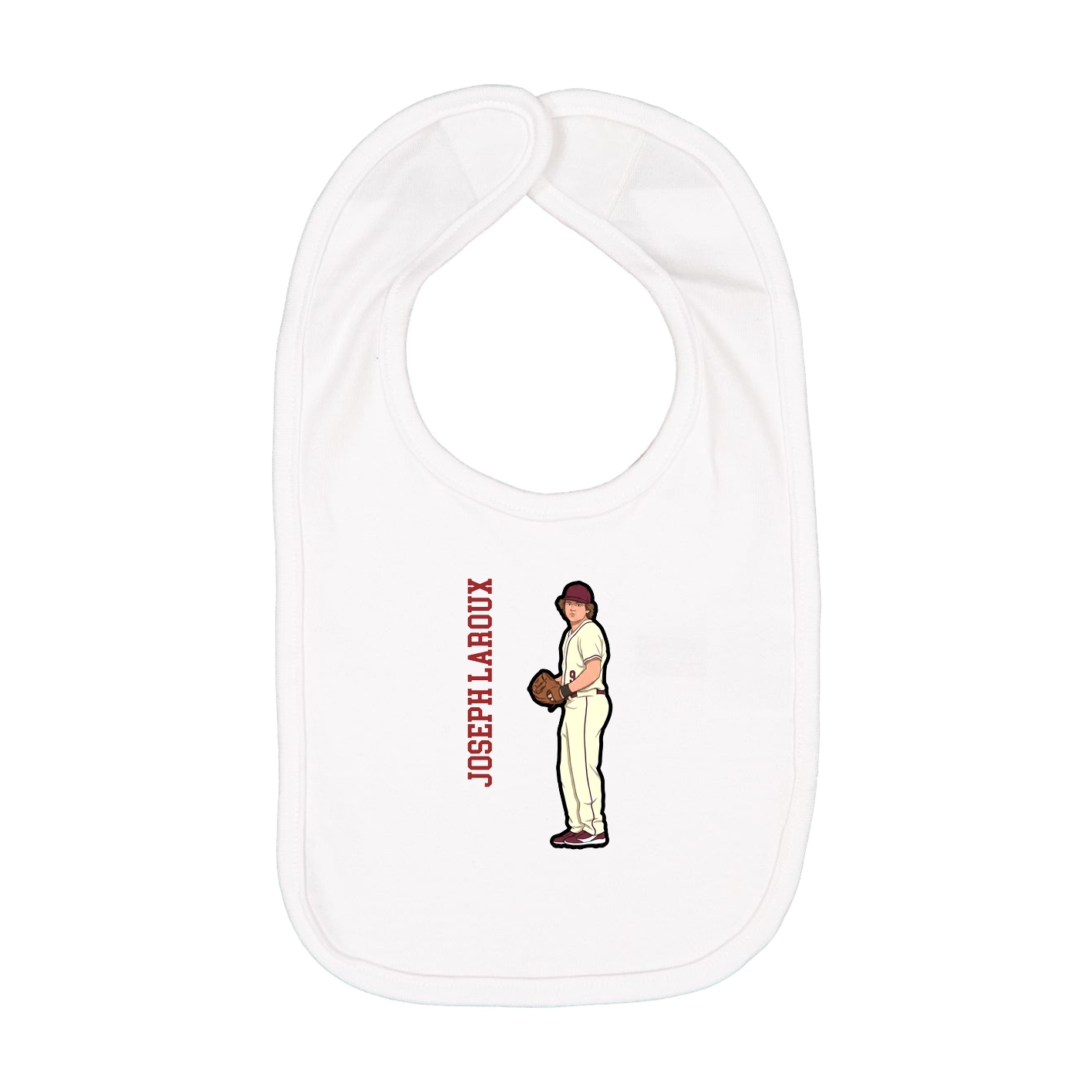 Infant Bib — Name Vertical in White