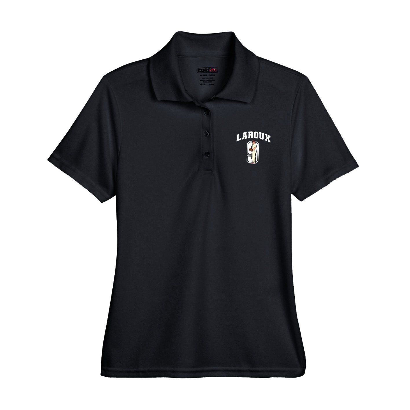 Womens Performance Polo — Number in Black