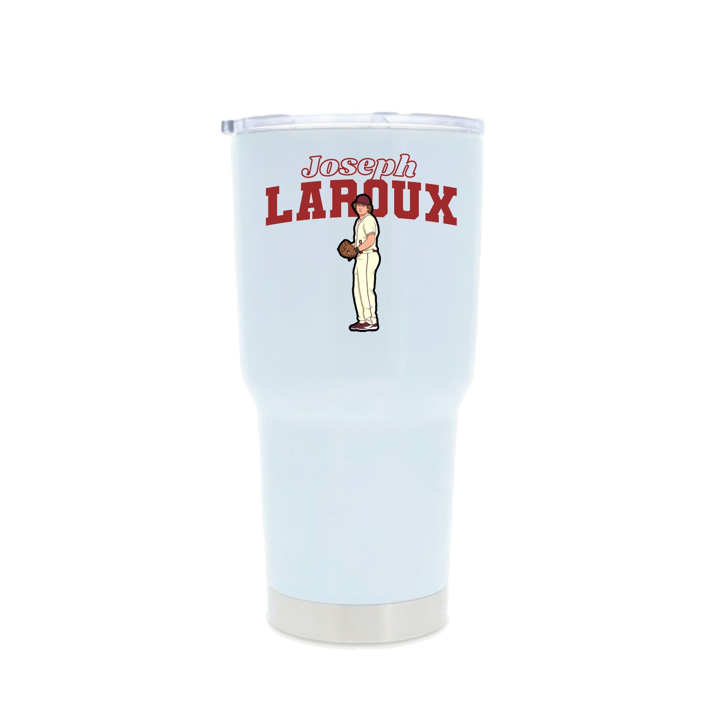 30oz Stainless Steel Tumbler — Name Arch in White