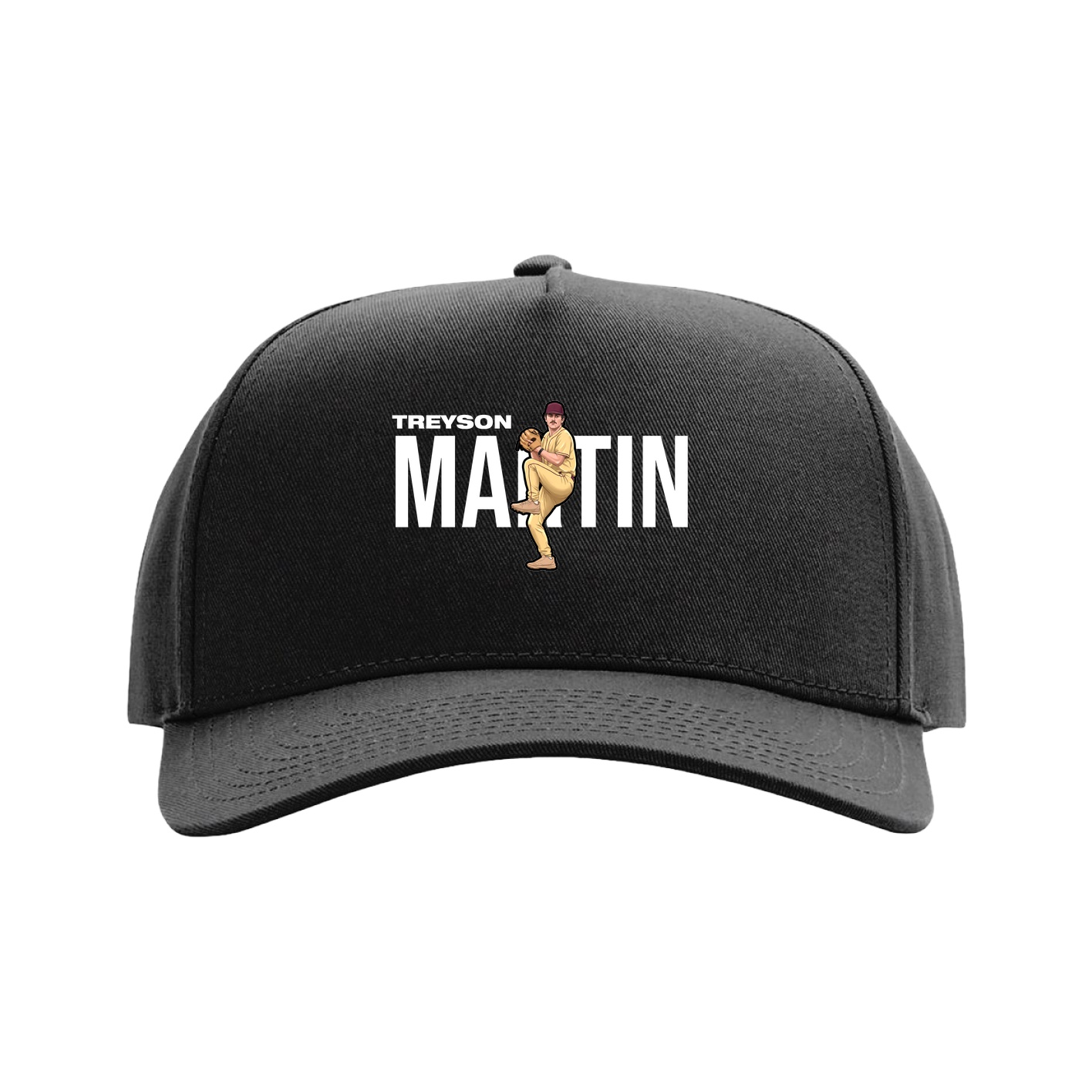 Full Fabric Five-Panel Champ Cap — Player Name in Black