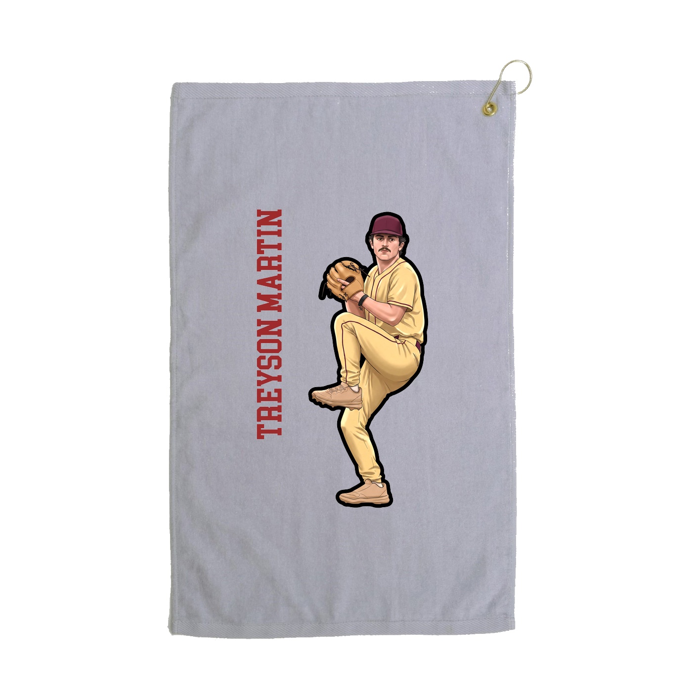 Golf Towel — Name Vertical in Grey