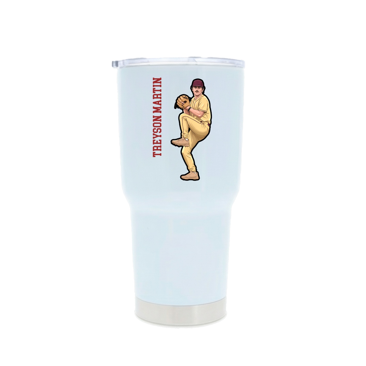 30oz Stainless Steel Tumbler — Name Vertical in White
