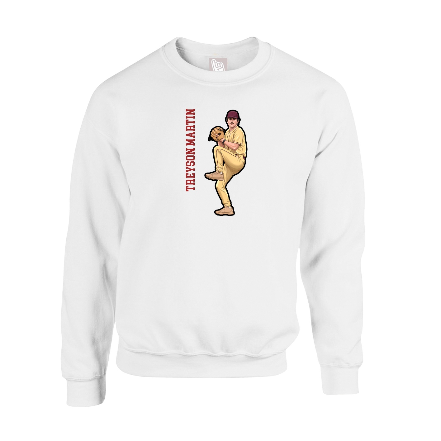 Fleece Crew — Name Vertical in White